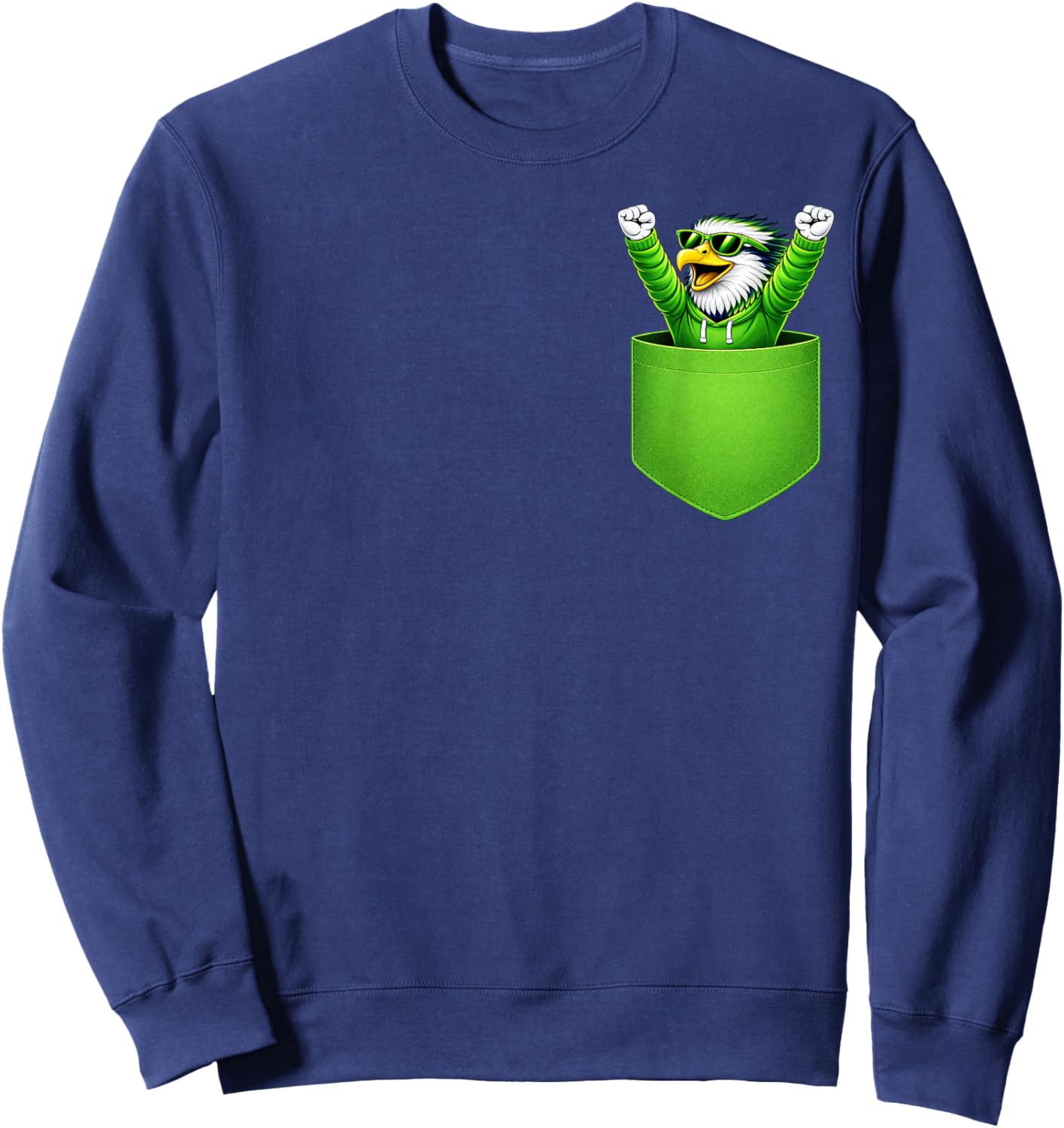 Cute Sea Hawk in Pocket Men Women Kids Sweatshirt - Sweatshirt | Navy