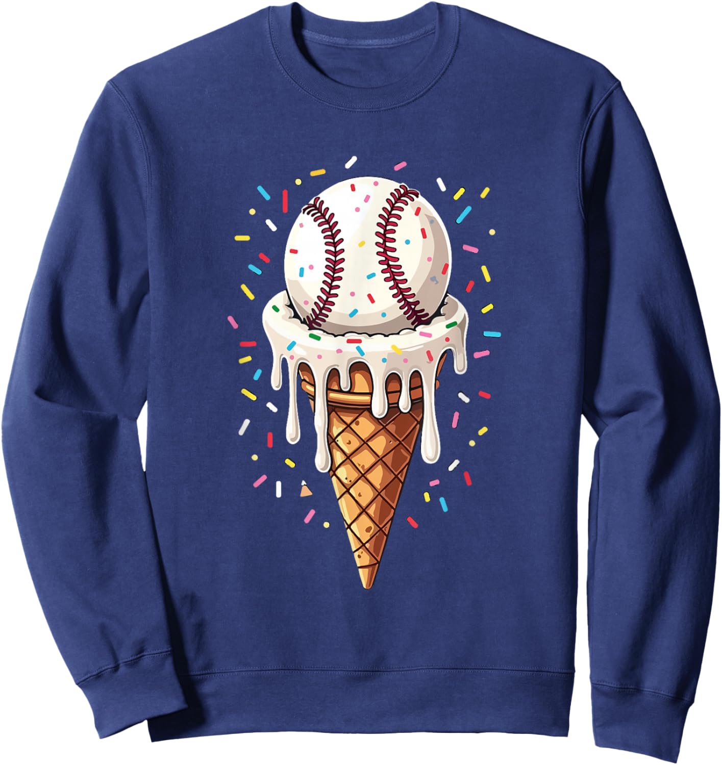 Baseball Drip Boys Ice Cream Cone Drip Baseball Sweatshirt - Sweatshirt | Navy