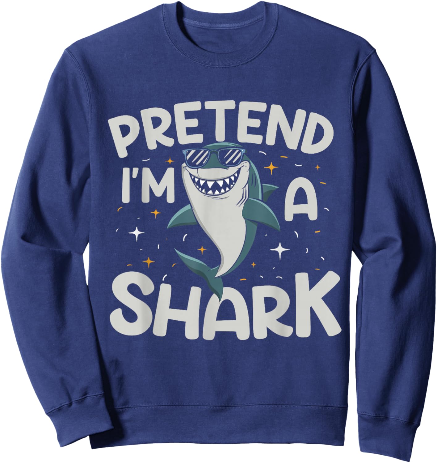 Pretend I'm A Shark Funny Lazy Halloween Matching Costume Sweatshirt - Sweatshirt | Navy