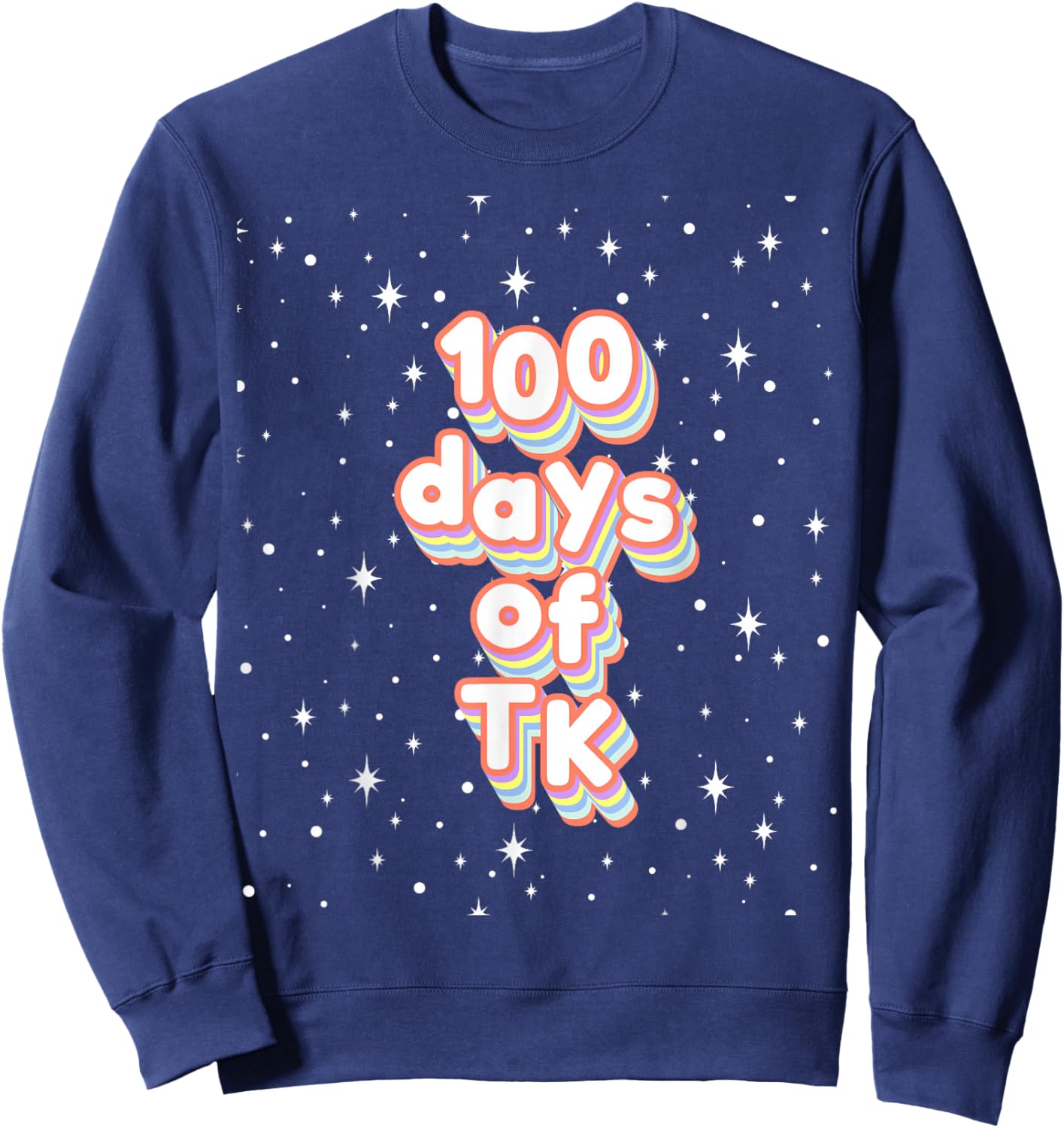 100th Day of School TK Cute 100 Days TK Midcentury Vintage Sweatshirt - Sweatshirt | Navy