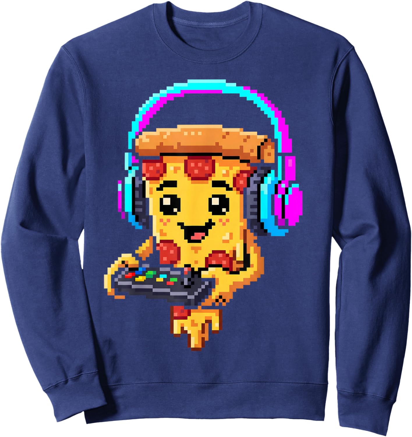 Gamer Pizza Slice Video Gaming Enthusiast Gamer Teen Boys Sweatshirt - Sweatshirt | Navy