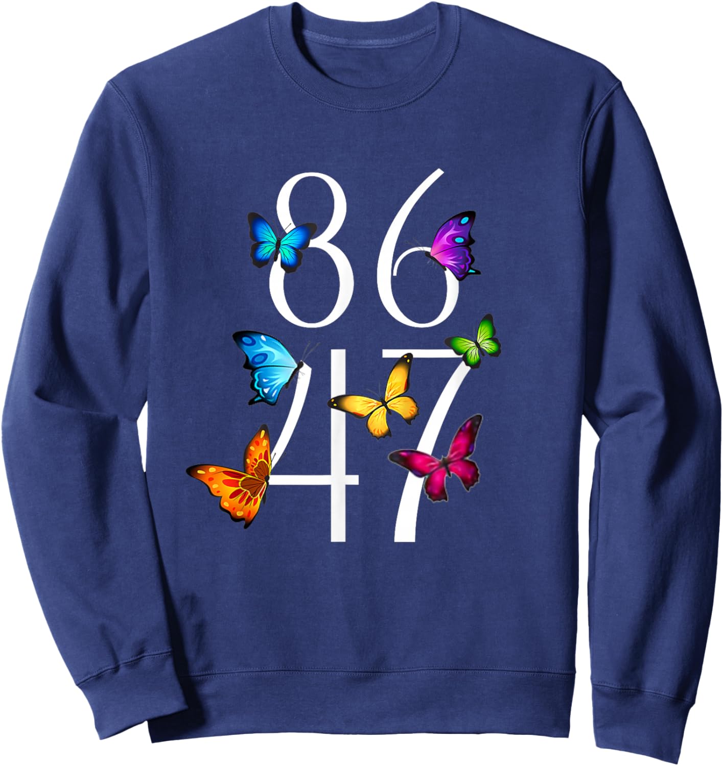 8647 anti Trump 86 47 Floral Sweatshirt - Sweatshirt | Navy