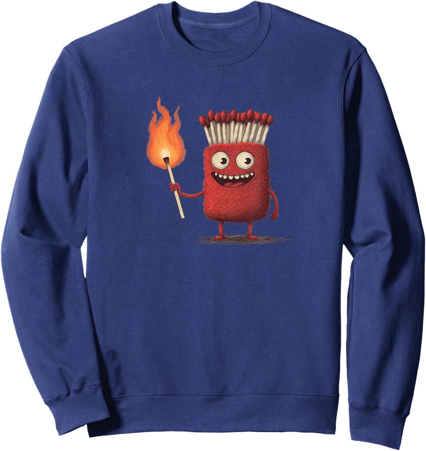 Funny Match with Fire and Flames Costume Sweatshirt - Sweatshirt | Navy