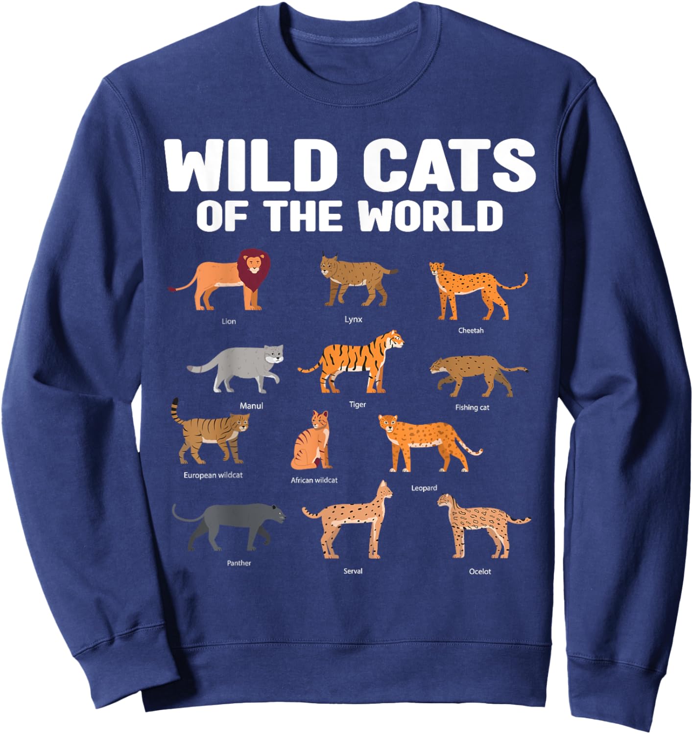 Wild Cats of the World Lion Tiger Sweatshirt - Sweatshirt | Navy