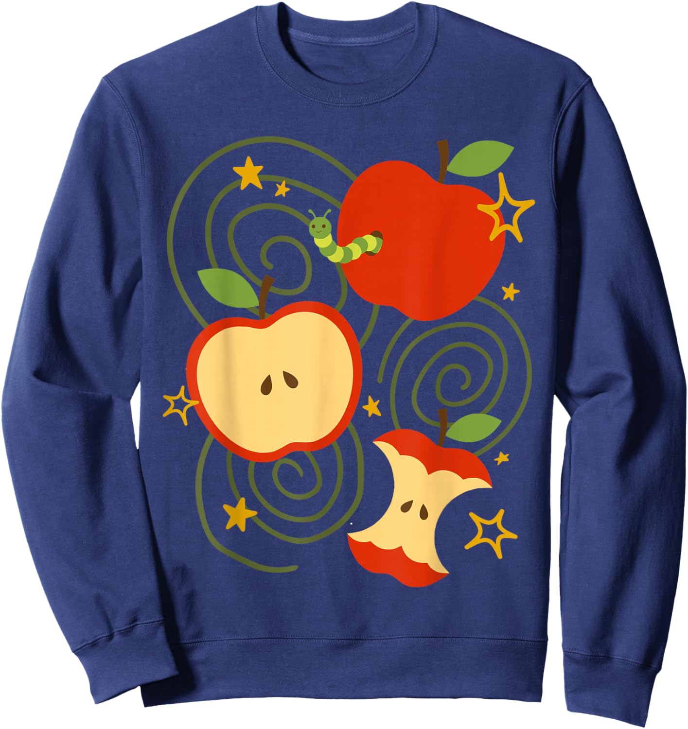 Apple y2k Kawaii Cute Vintage 90s Retro Brown Grunge Teen Sweatshirt - Sweatshirt | Navy