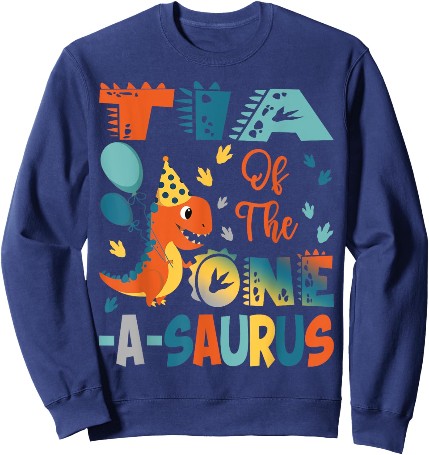 Tia Of The One-A-Saurus 2Nd Birthday Dinosaur Party Sweatshirt - Sweatshirt | Navy