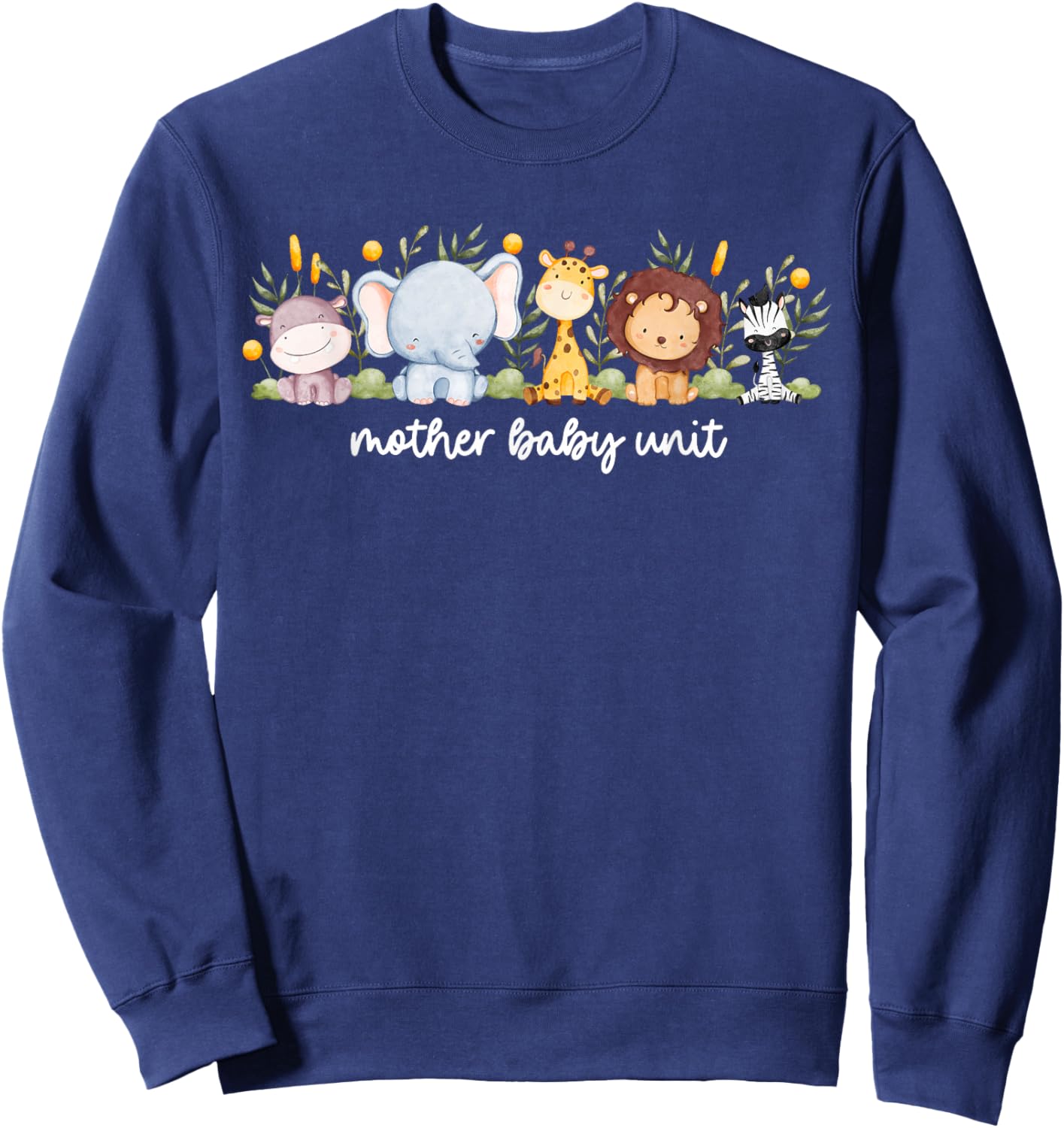 Mother Baby Unit Cute Animals NICU Nurse Squad Postpartum Sweatshirt - Sweatshirt | Navy
