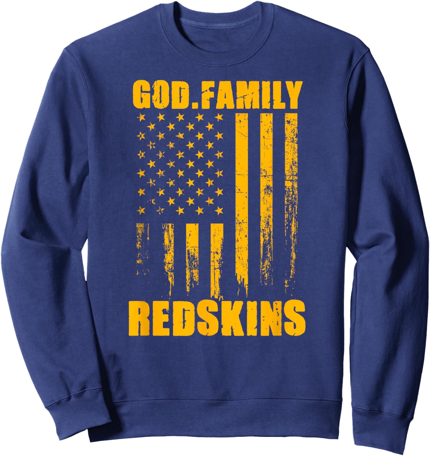 Indian Creek Redskins God. Family. Vintage USA Flag Sweatshirt - Sweatshirt | Navy
