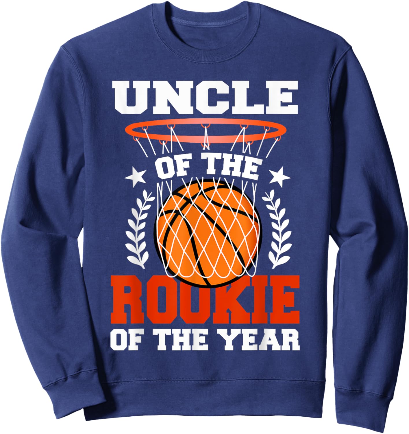 Uncle Of Rookie 1st Basketball Birthday Theme Matching Sweatshirt - Sweatshirt | Navy