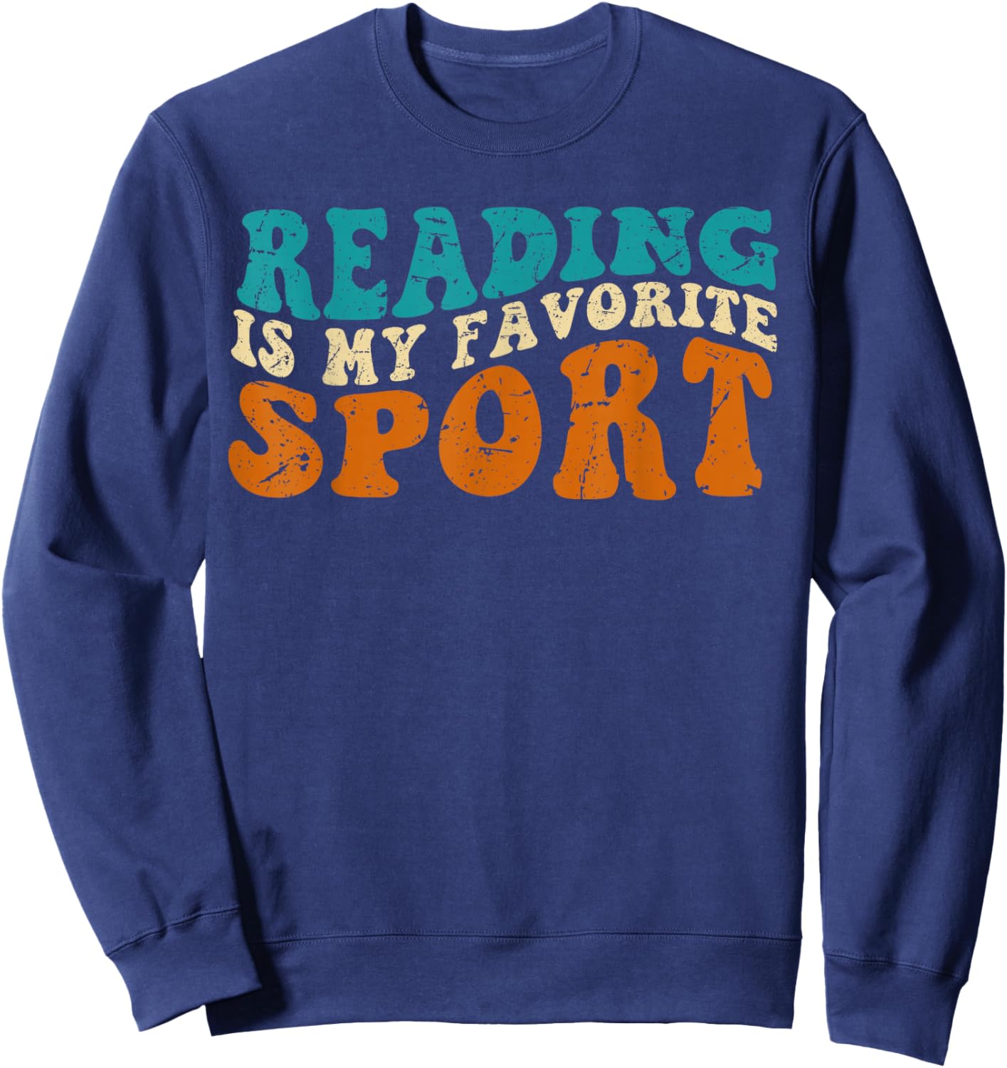 Reading Is My Favorite Sport Basketball vintage Sweatshirt - Sweatshirt | Navy
