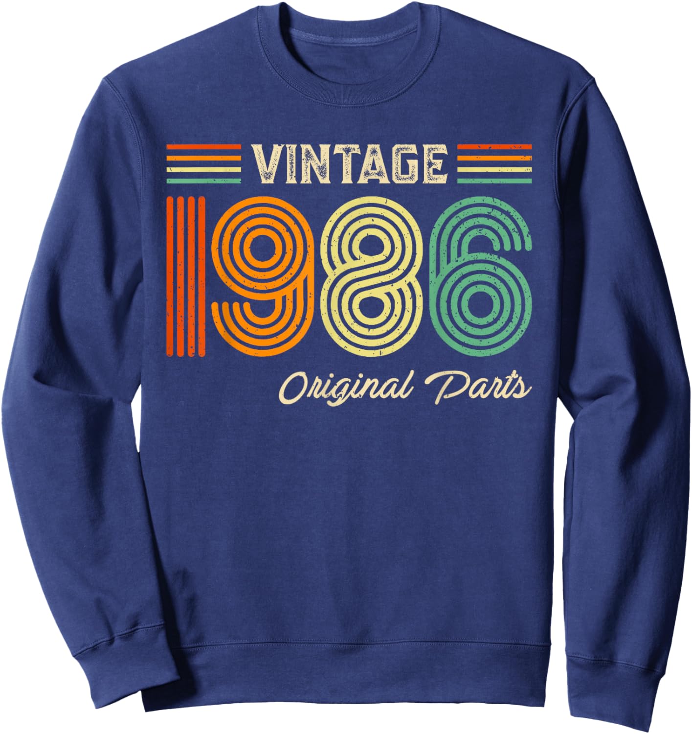 Vintage 1986 Original Parts Birthday 1986 Men Women Vintage Sweatshirt - Sweatshirt | Navy