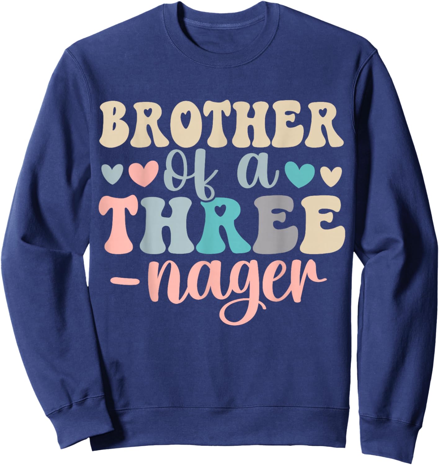 Brother of A Threenager 3rd Birthday Matching Family Boho Sweatshirt - Sweatshirt | Navy