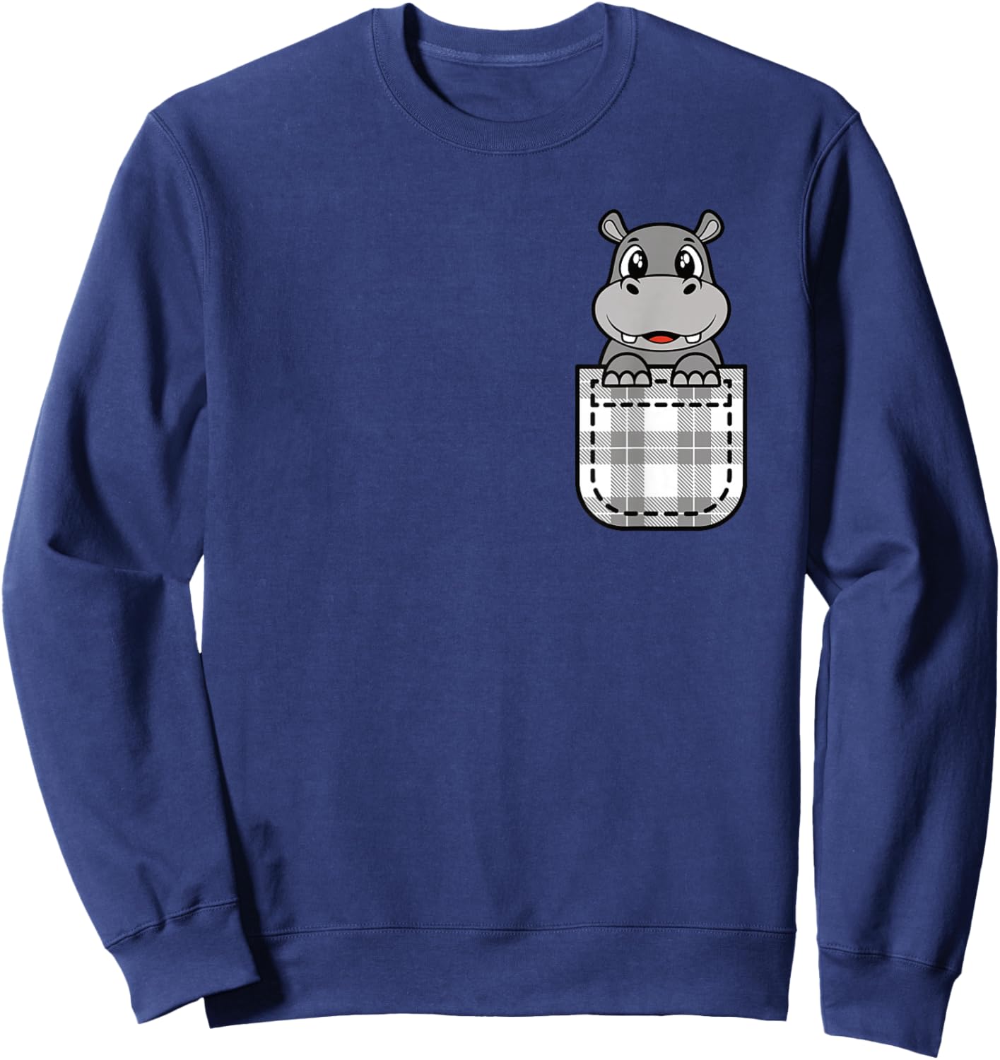 Funny Hippo Pocket Hippopotamus Lover Men Women Kids Sweatshirt - Sweatshirt | Navy