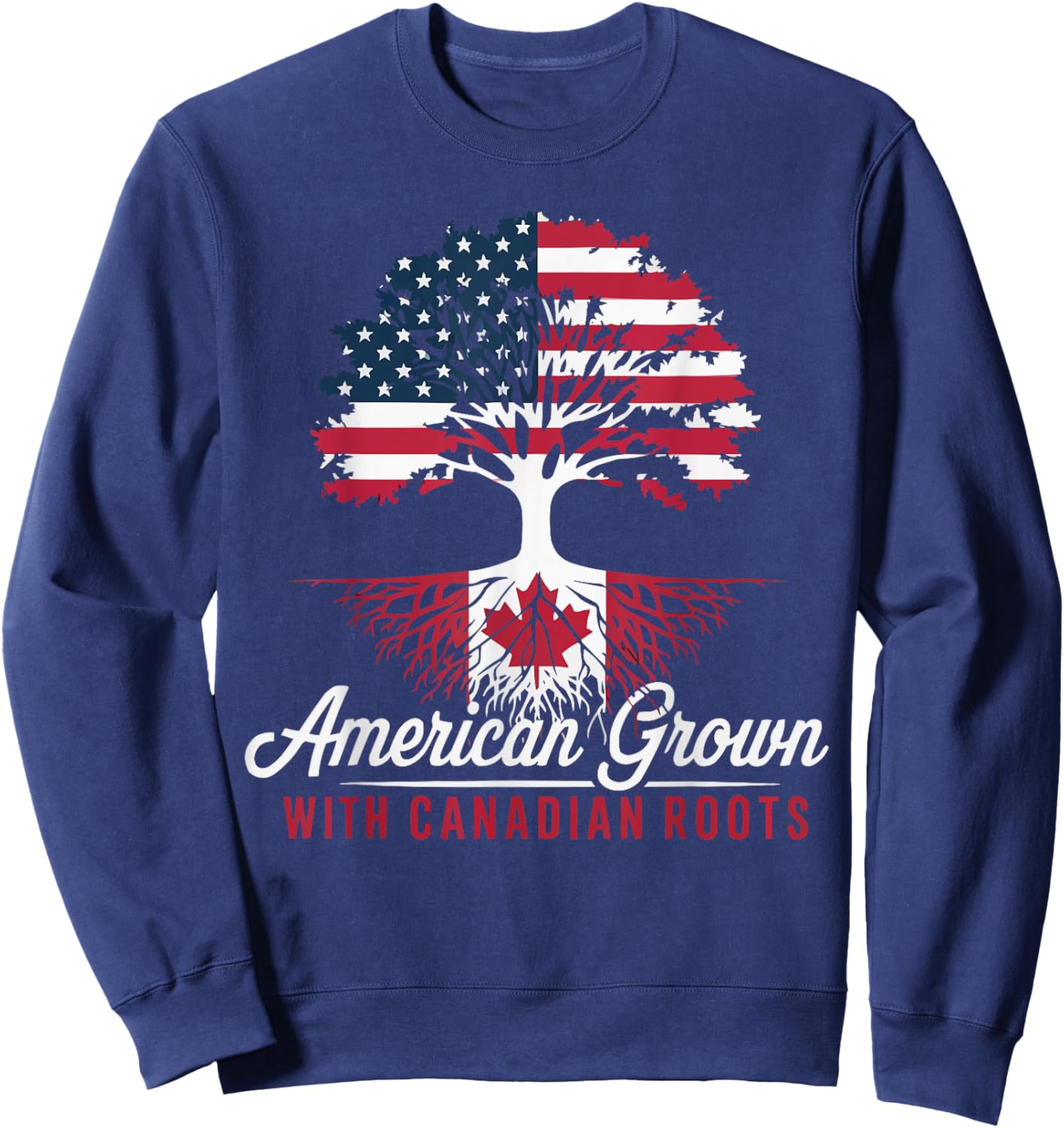 Half American Half Canadian USA Flag Canada America Sweatshirt - Sweatshirt | Navy