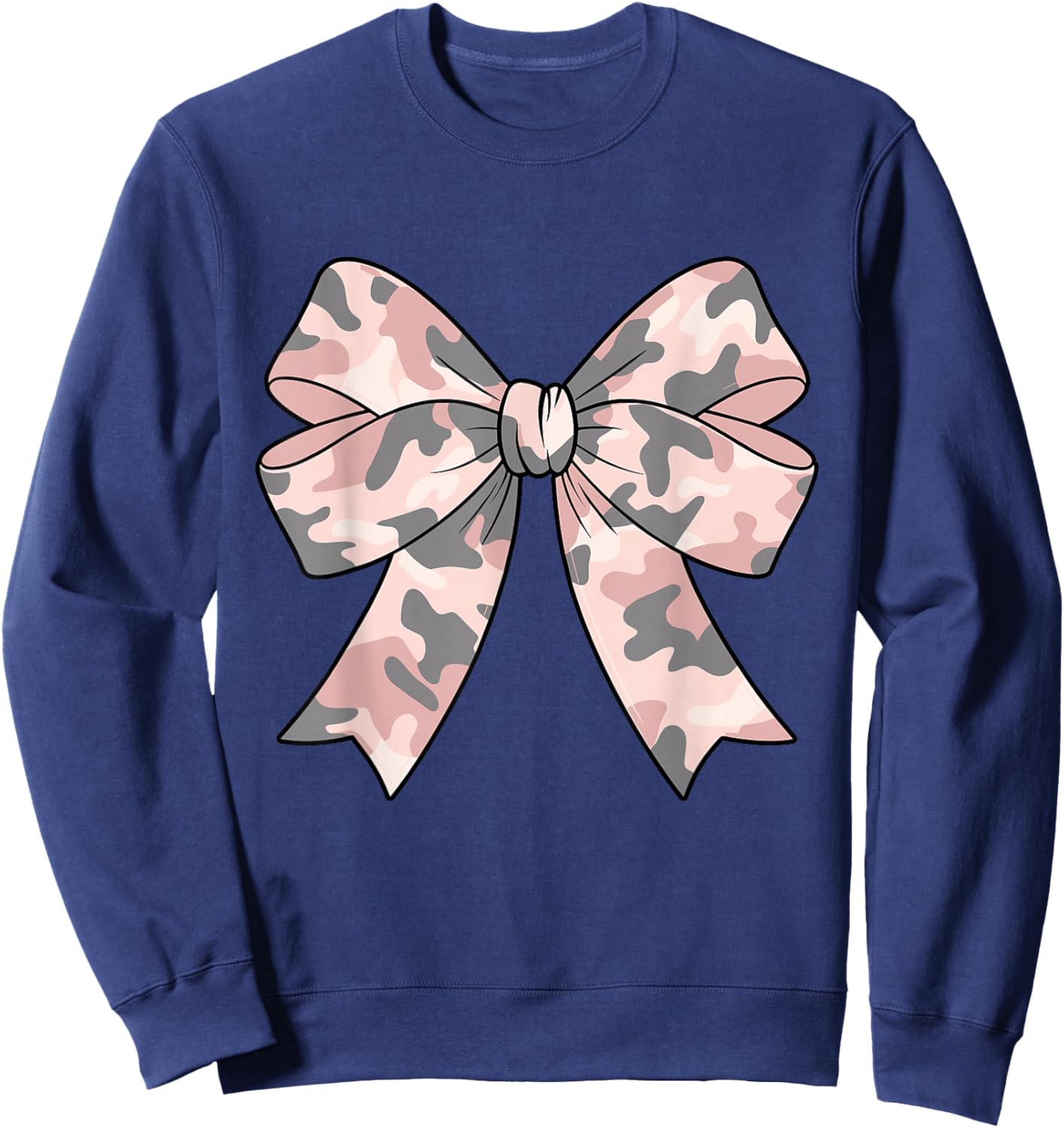 Camouflage Old Camo Bow Camo Coquette Bow Hunting Women Girl Sweatshirt - Sweatshirt | Navy