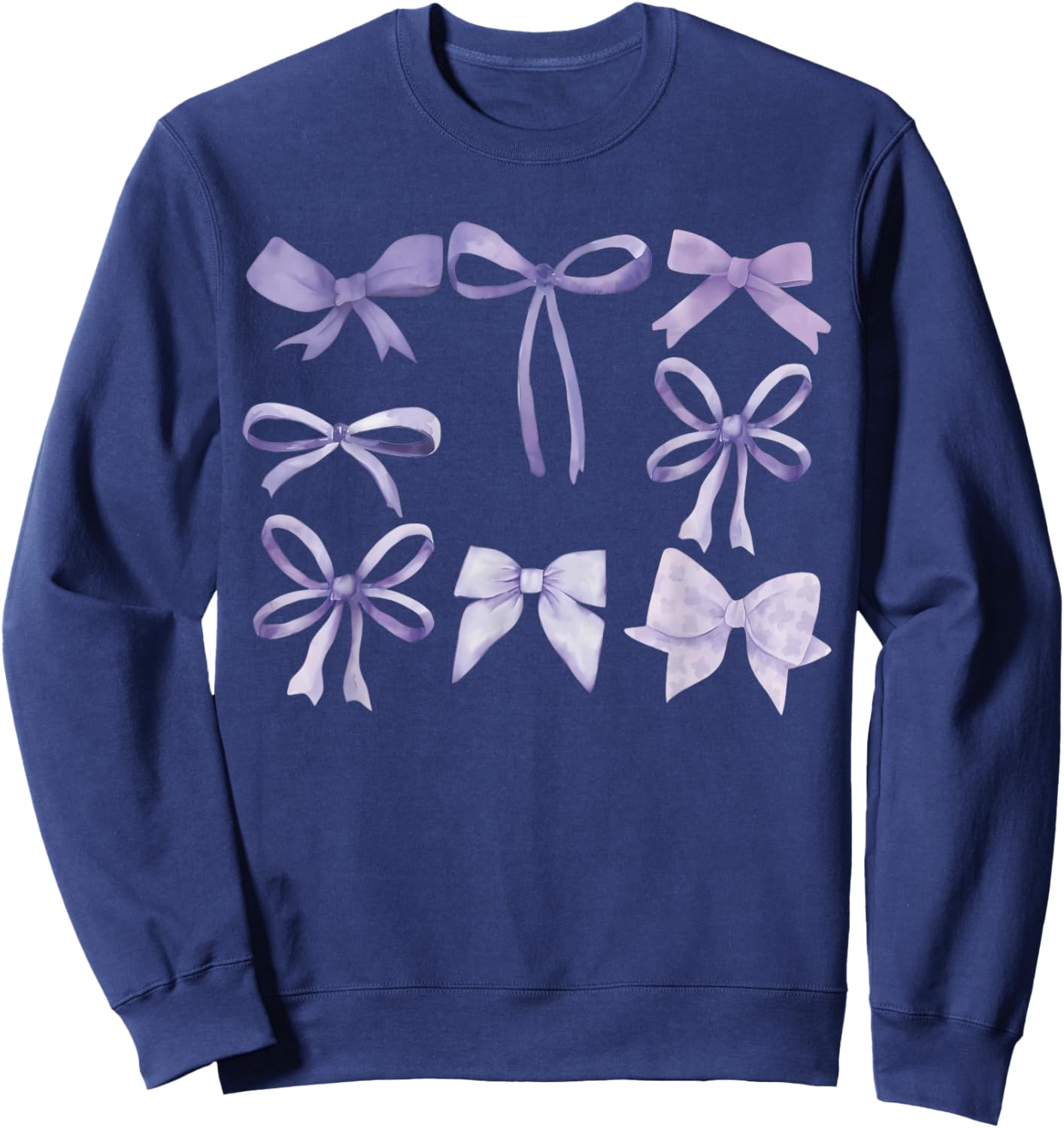 Purple Bow and Ribbon Cute Graphic Sweatshirt - Sweatshirt | Navy