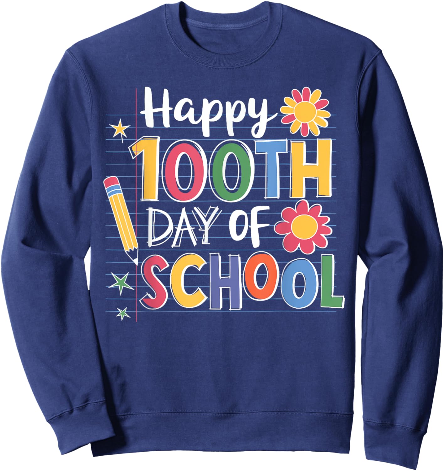 Happy 100 Days Of School Teacher Student Women Kids Cute Sweatshirt - Sweatshirt | Navy