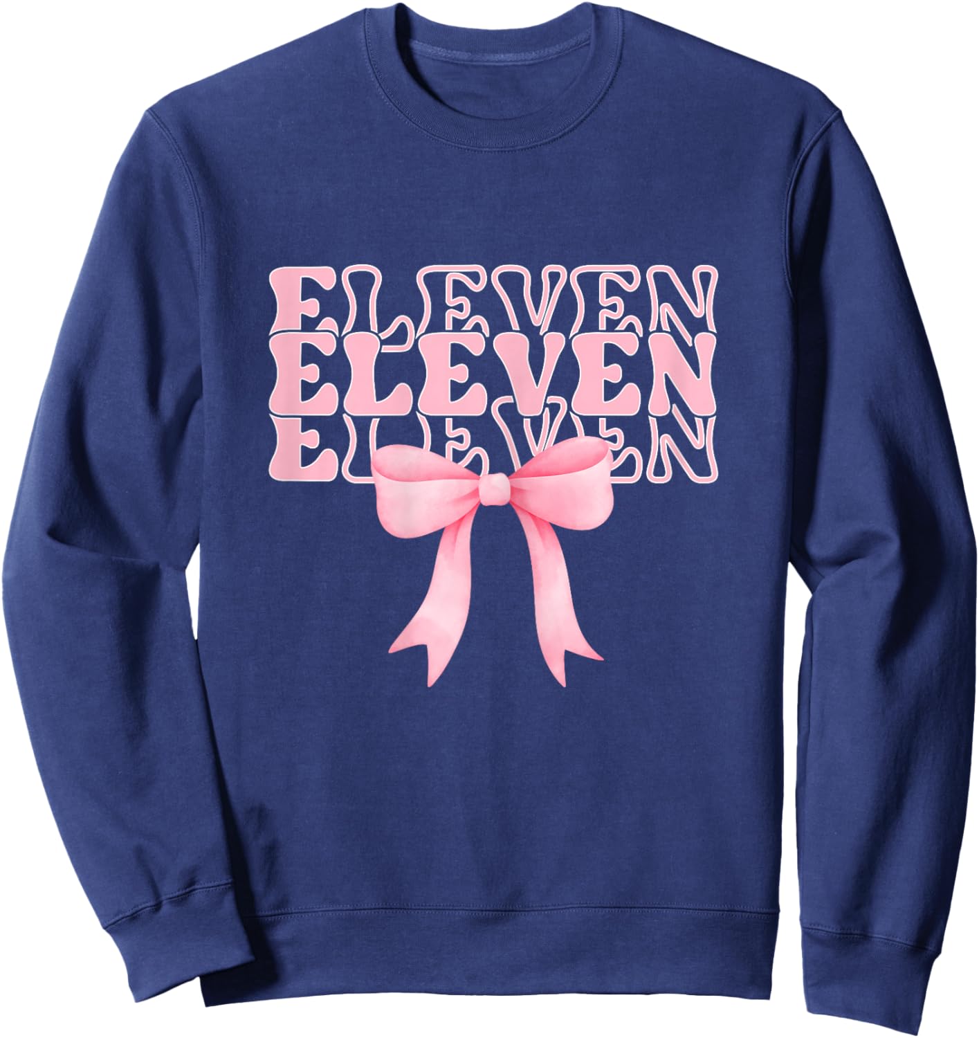 11th Coquette Bow Birthday Girl Official Preteen Eleven Pink Sweatshirt - Sweatshirt | Navy