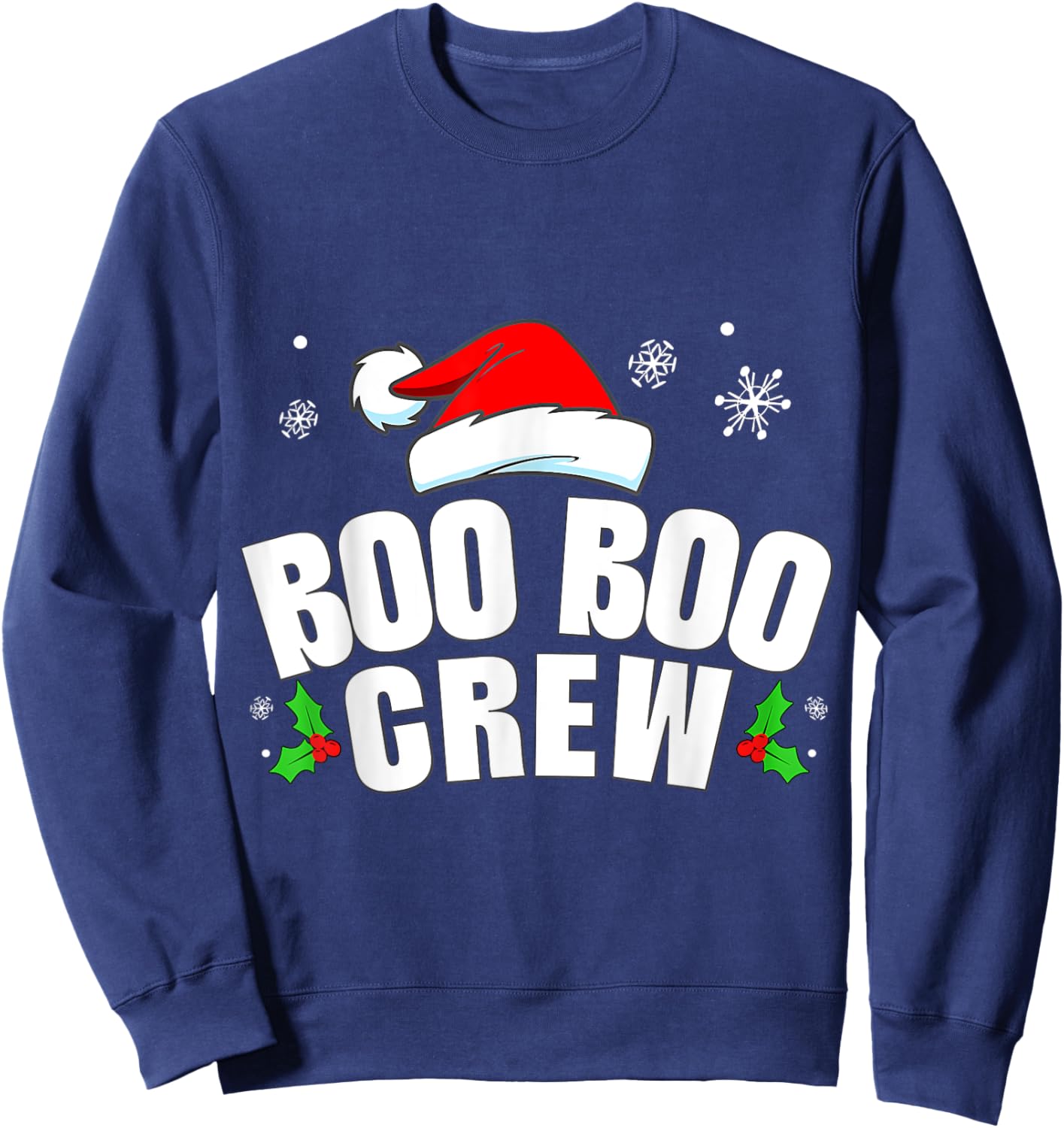Christmas Boo Boo Crew Men Women Buffalo Plaid Sweatshirt - Sweatshirt | Navy
