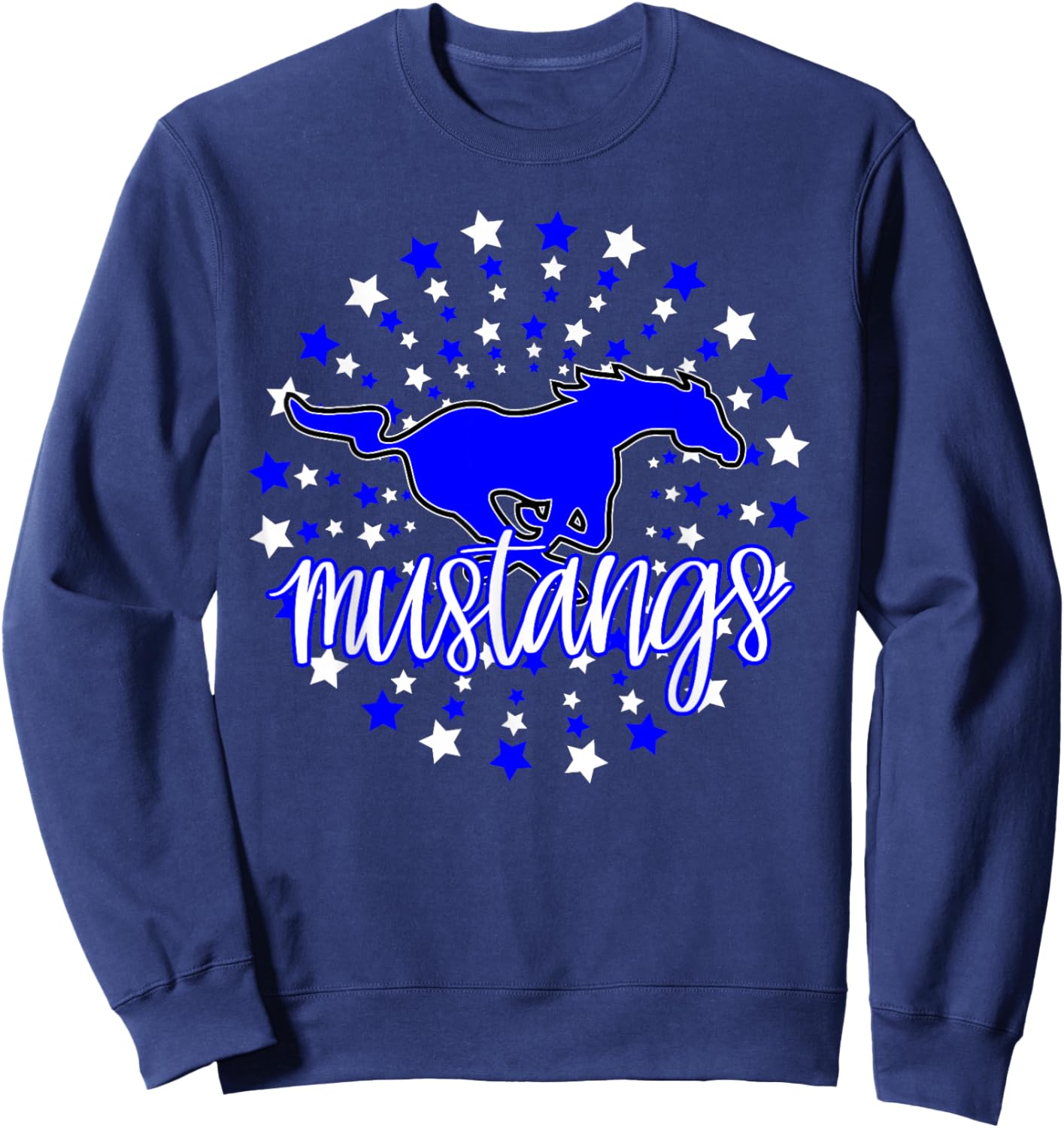 Mustangs School Spirit Stars Mustang Pride Football Mom Sweatshirt - Sweatshirt | Navy