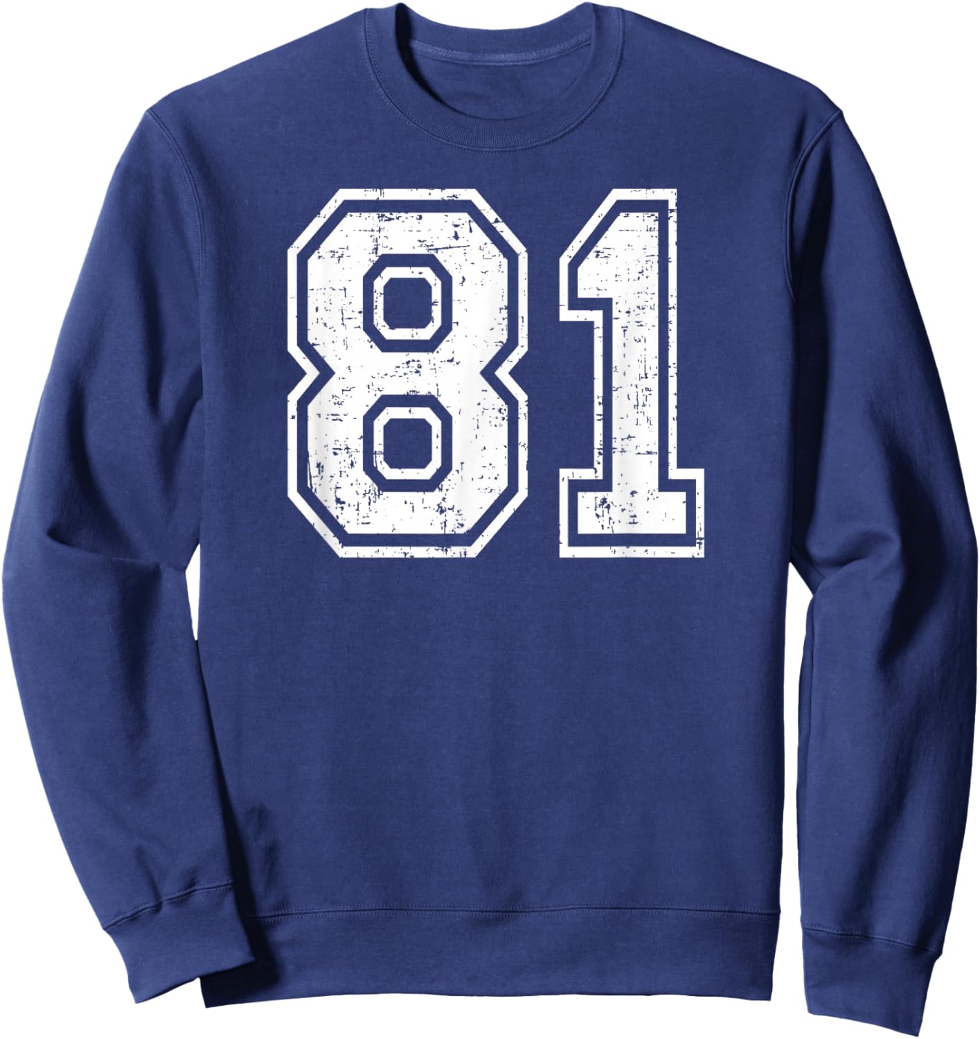 81 Number Eighty-One Team Sports Grunge Varsity Matching Sweatshirt - Sweatshirt | Navy