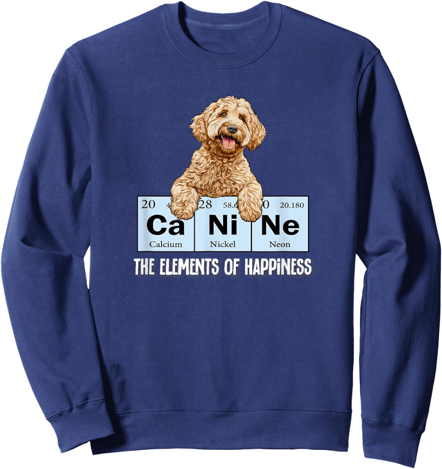 Funny Canine Elements of Happiness Goldendoodle Doodle Lover Sweatshirt - Sweatshirt | Navy
