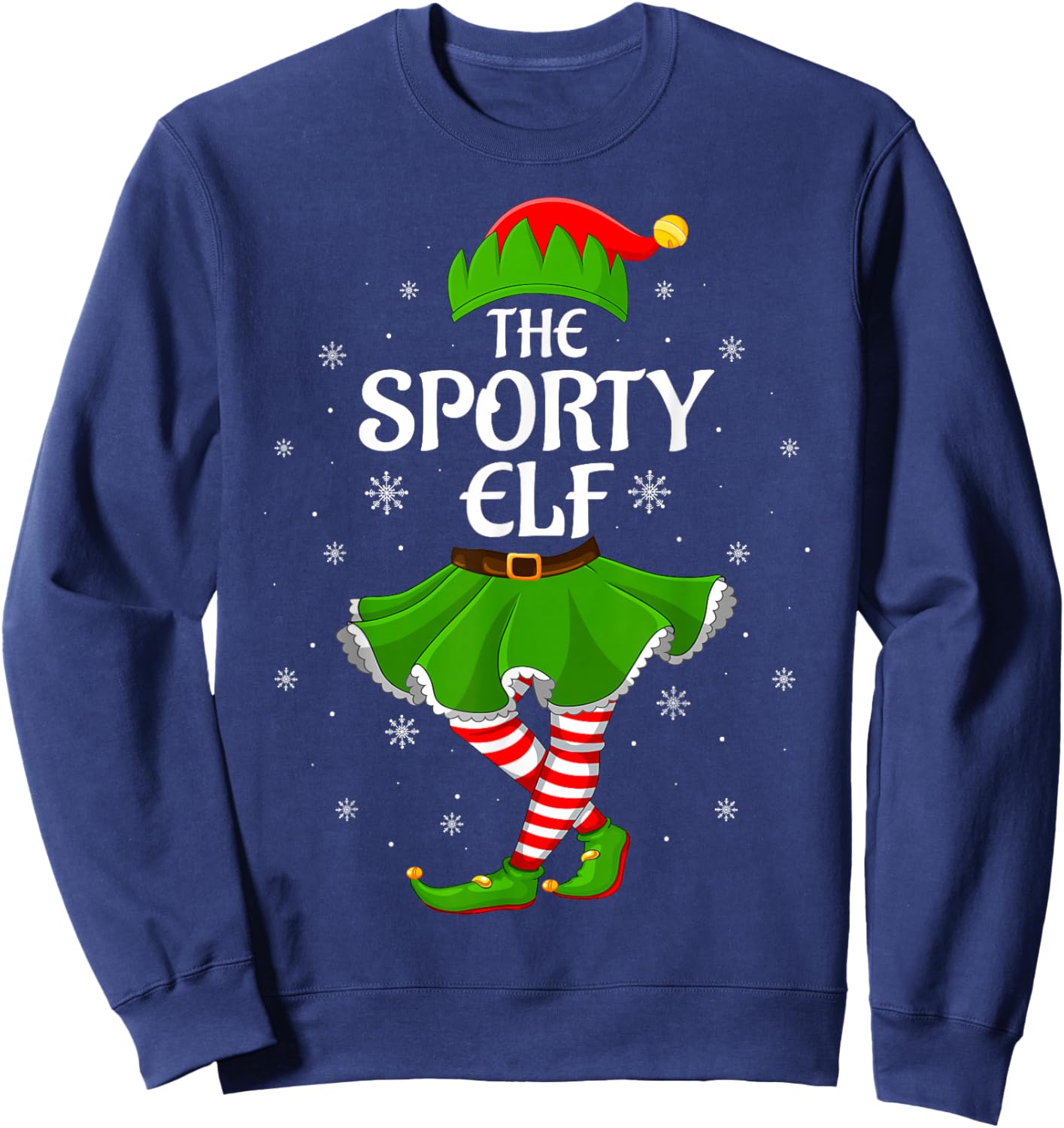 Sporty Elf Christmas Family Girls Women Elf Squad Xmas Sweatshirt - Sweatshirt | Navy