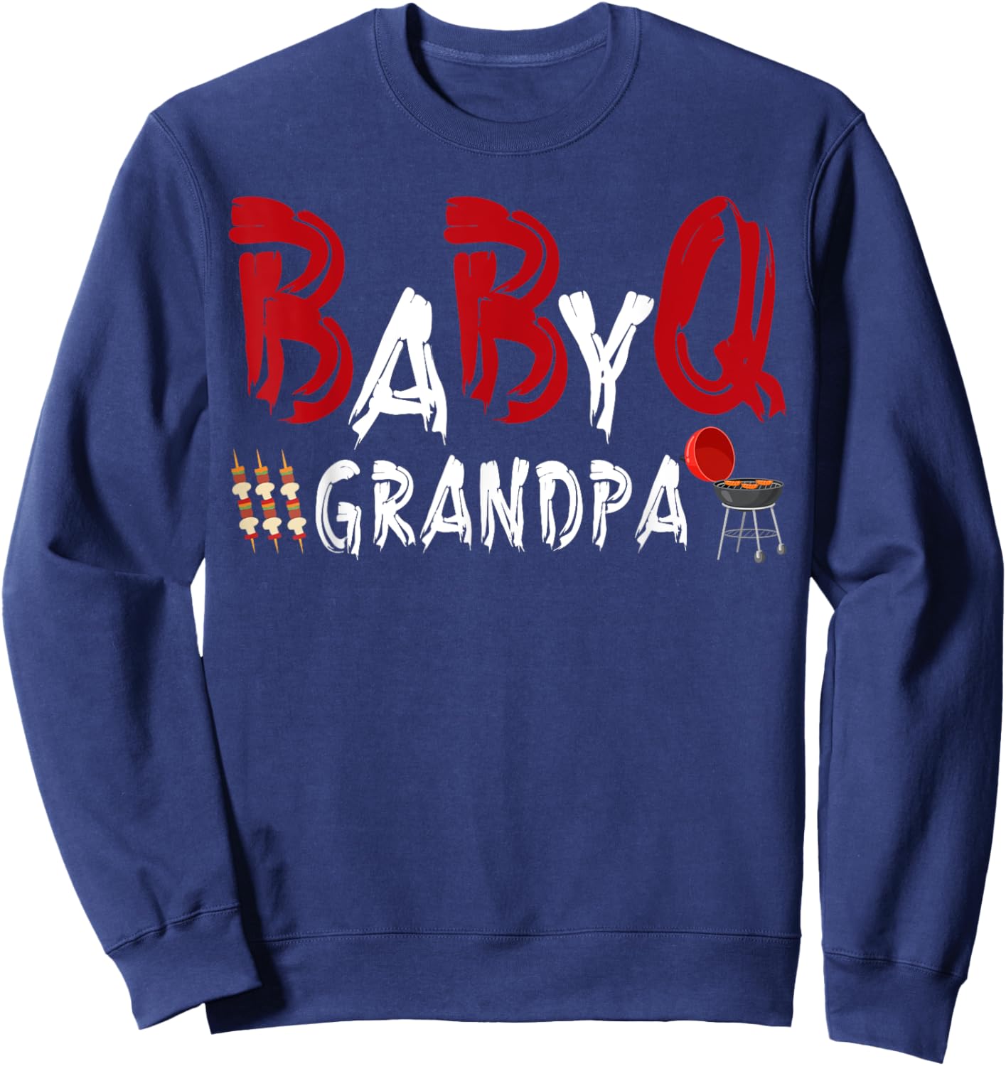 Grandpa Baby BBQ Shower Themed Family Matching Barbecue Sweatshirt - Sweatshirt | Navy