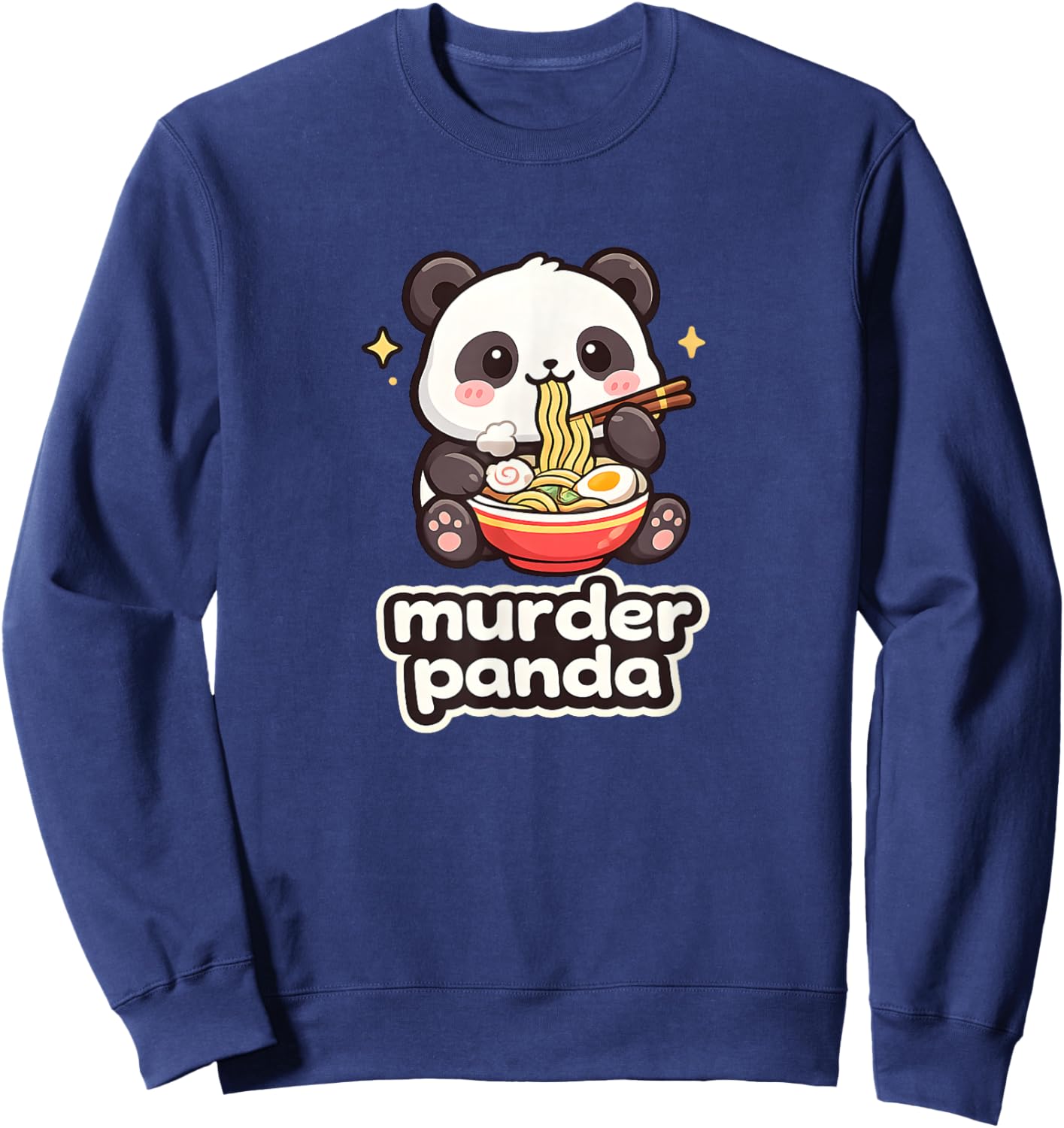 Murder Panda Kawaii Ramen Noodle Funny Cute Sweatshirt - Sweatshirt | Navy