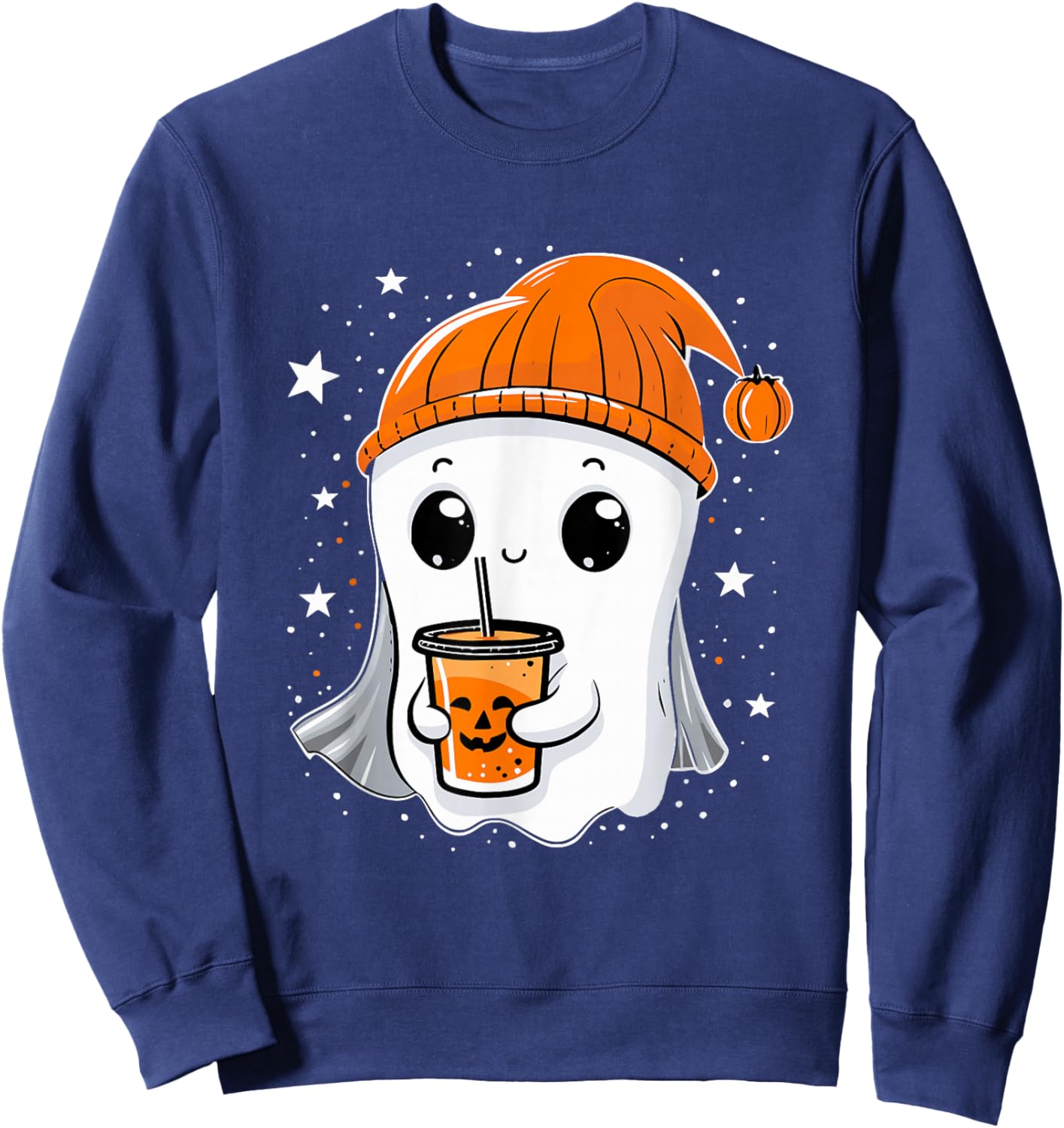 Halloween for Girls, Kids, Toddler & Women Cute Fall Ghost Sweatshirt - Sweatshirt | Navy