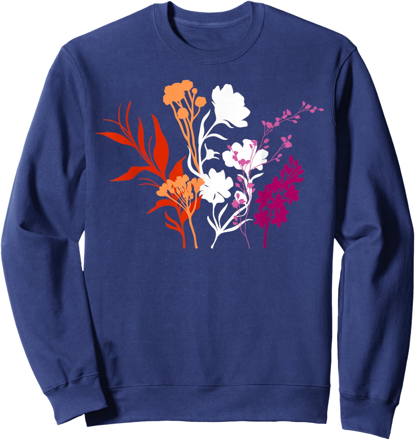 Minimalist Wildflowers Lesbian Pride Aesthetic Sweatshirt - Sweatshirt | Navy