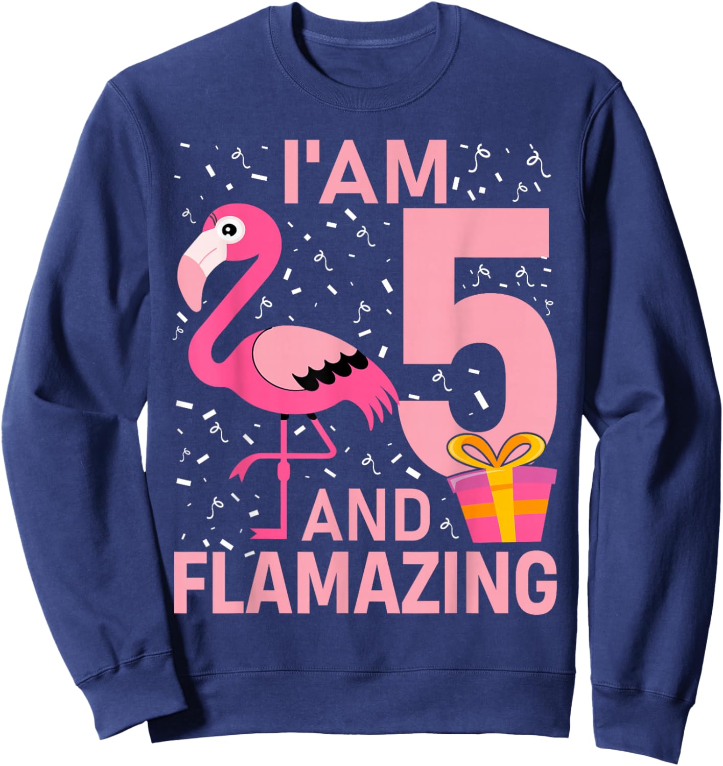 I'm 5 And Flamazing Flamingo 5th Birthday Girls Sweatshirt - Sweatshirt | Navy