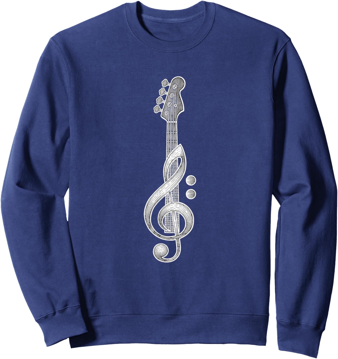 Treble Clef Bass Guitar Musician Funny Bass Player Sweatshirt - Sweatshirt | Navy