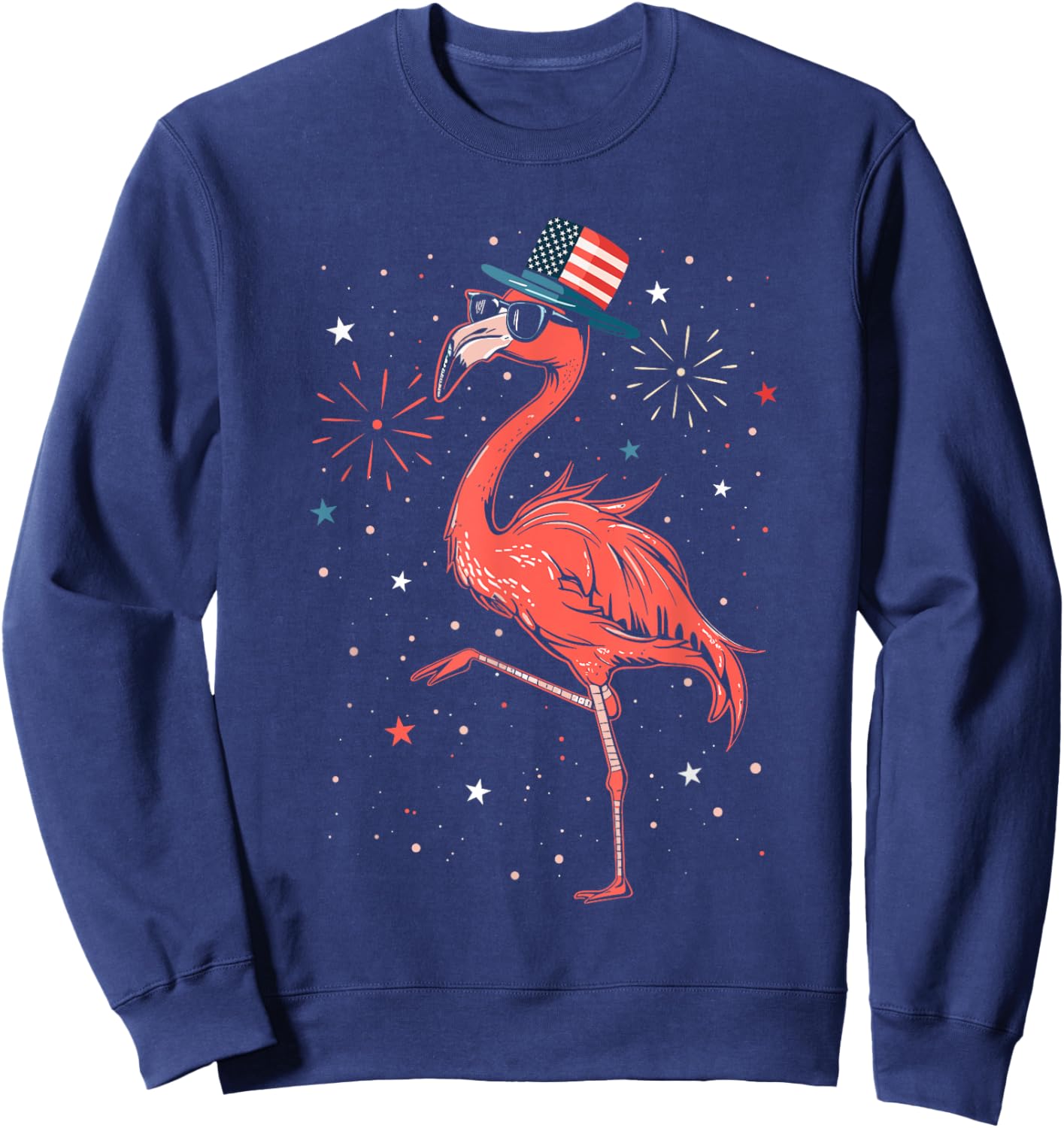 Patriotic American Flamingo Dancing USA Flag 4th Of July Sweatshirt - Sweatshirt | Navy