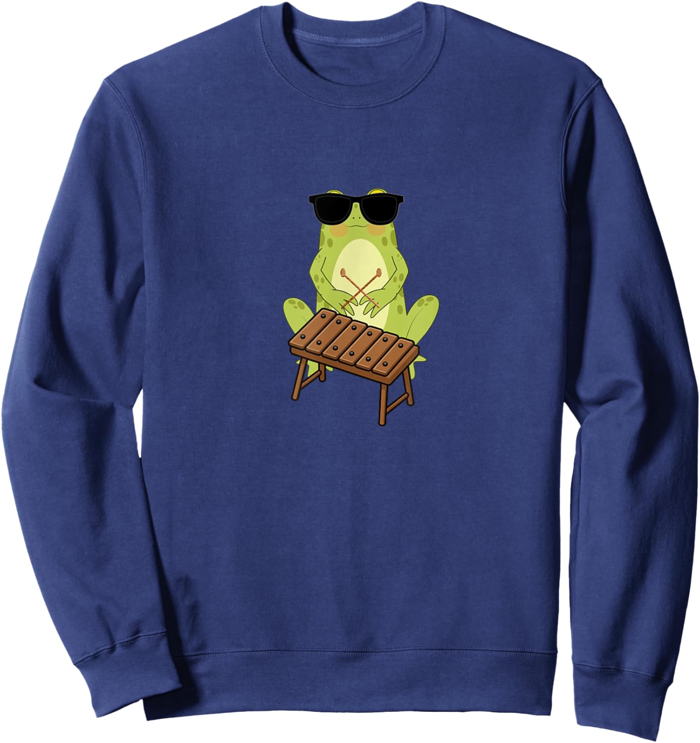 Funny Frog Wearing Sunglasses Playing Xylophone Sweatshirt - Sweatshirt | Navy