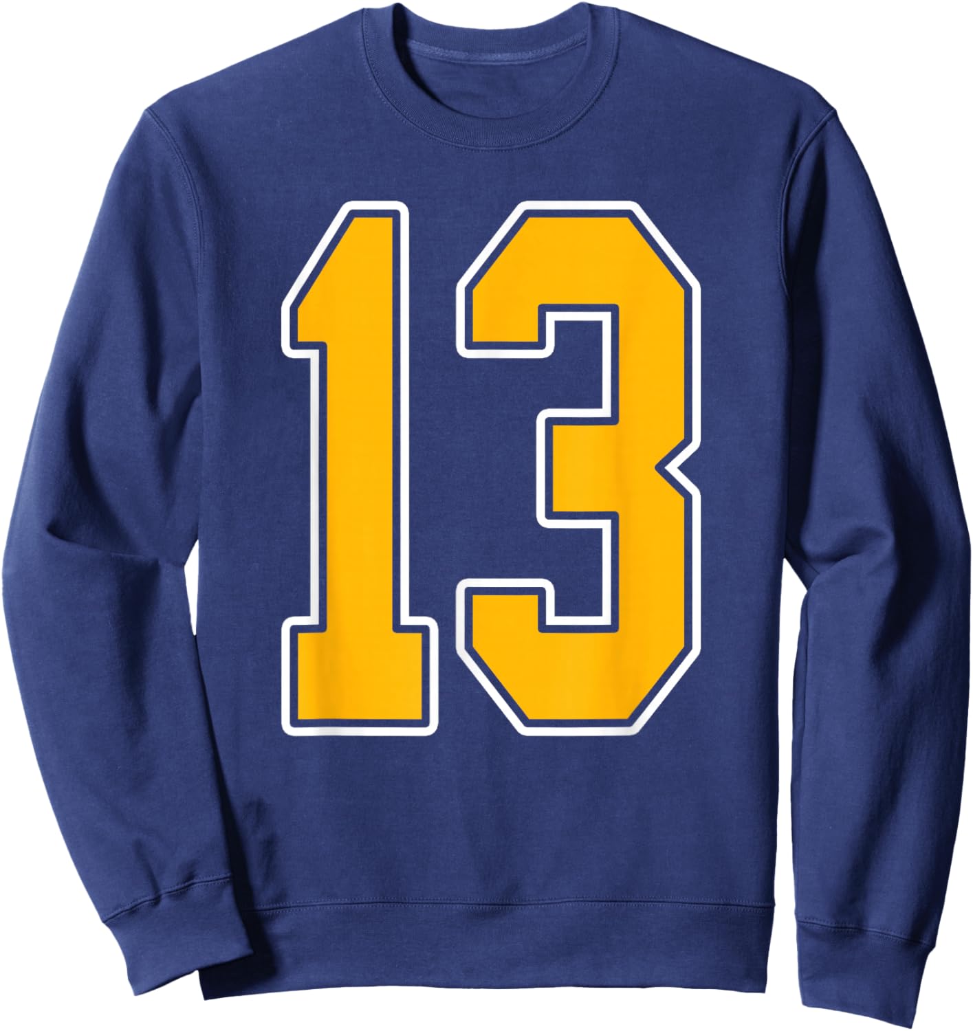 Gold and White Sports Number 13 Jersey Uniform Player Sweatshirt - Sweatshirt | Navy