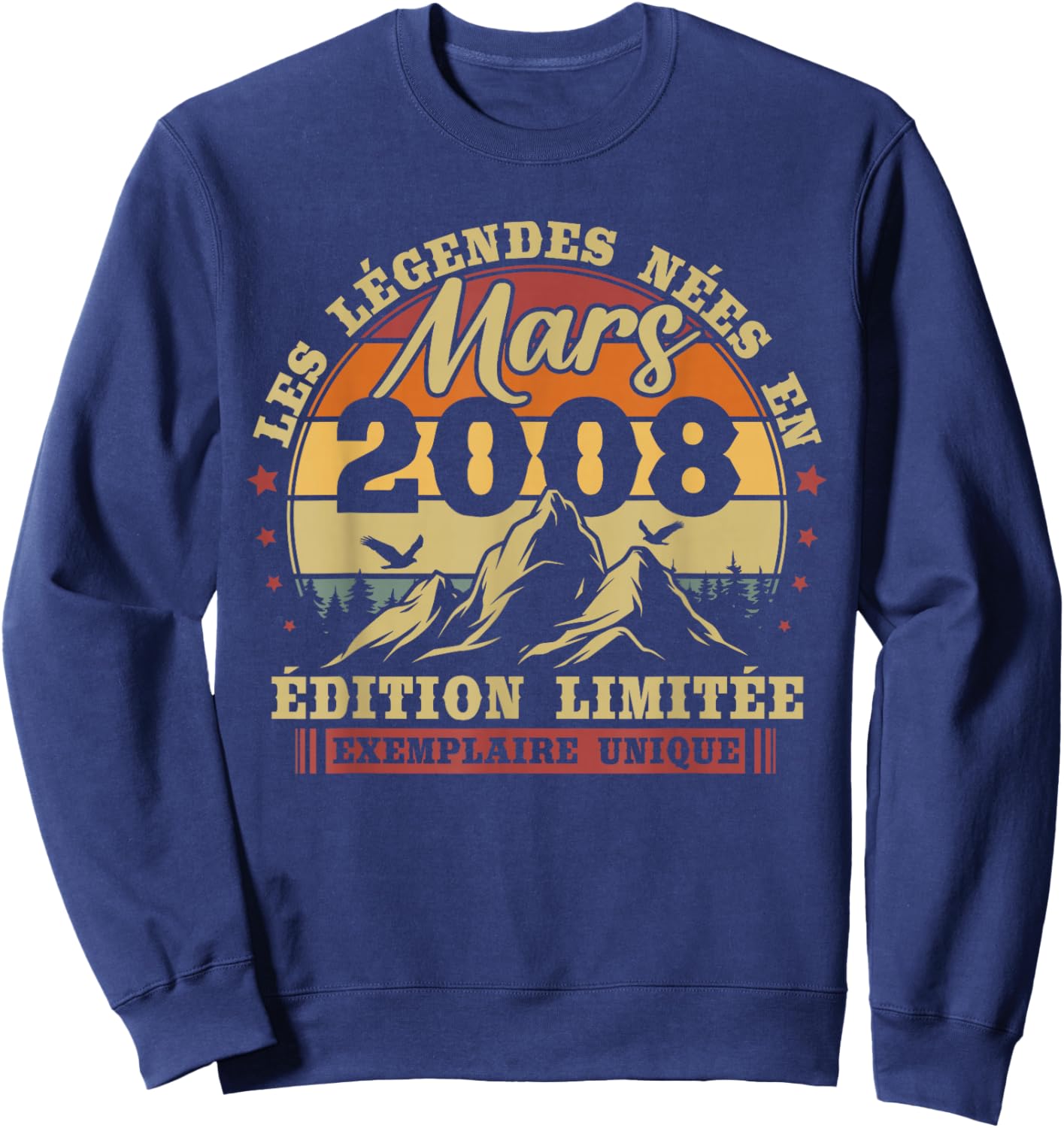 Vintage March 2008 Birthday Gift 18 Years Boys Girls Sweatshirt - Sweatshirt | Navy