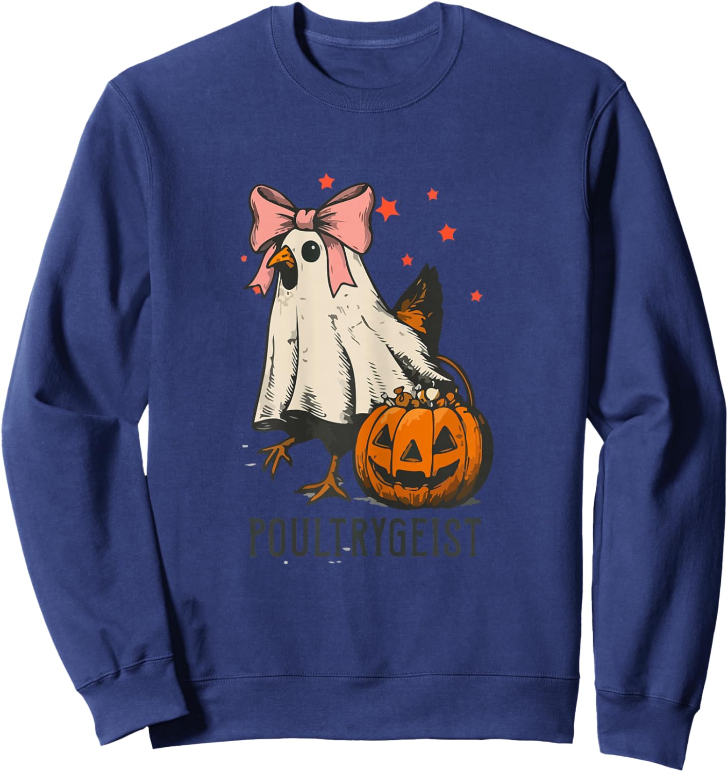 Poultrygeist Funny Chicken Ghost Halloween Spooky Season Sweatshirt - Sweatshirt | Navy