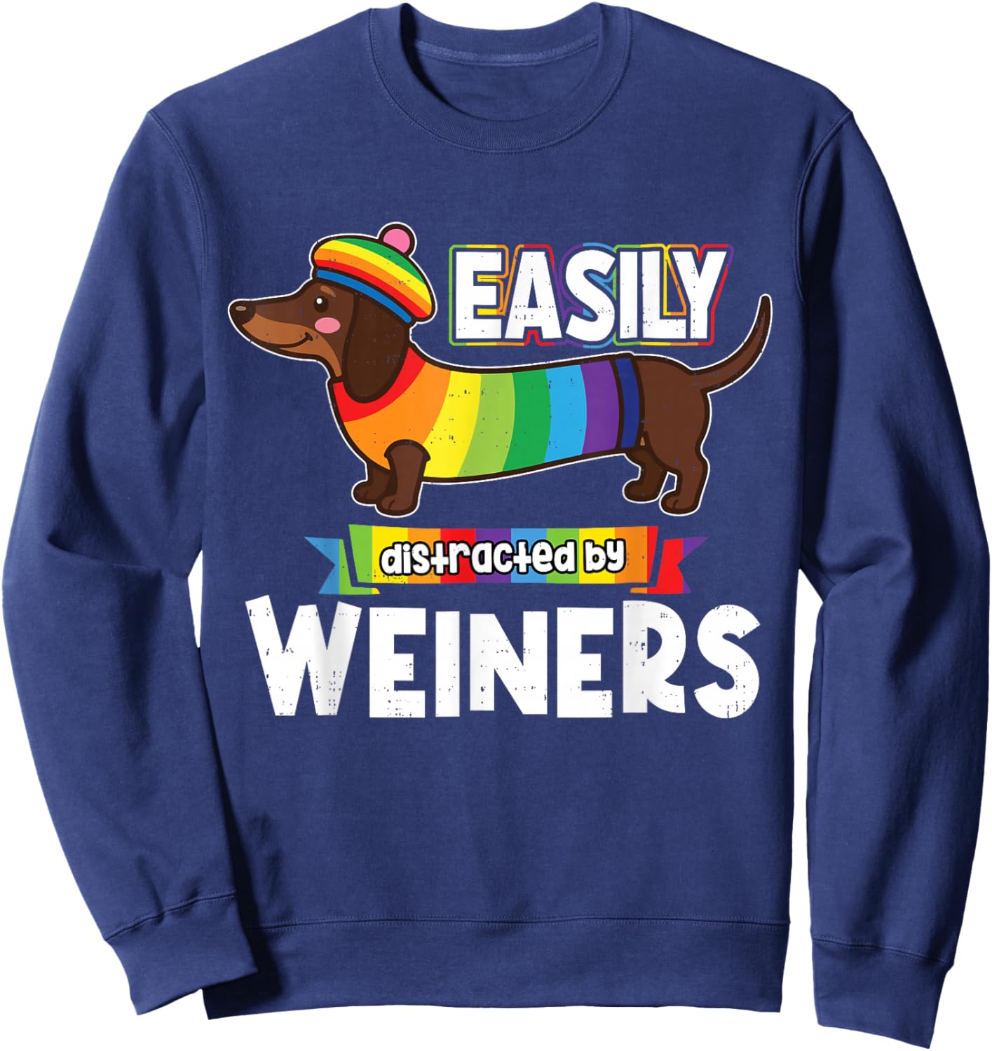 Funny Rainbow LGBT Love Weiners Dog Lover Gay Pride Ally Men Sweatshirt - Sweatshirt | Navy