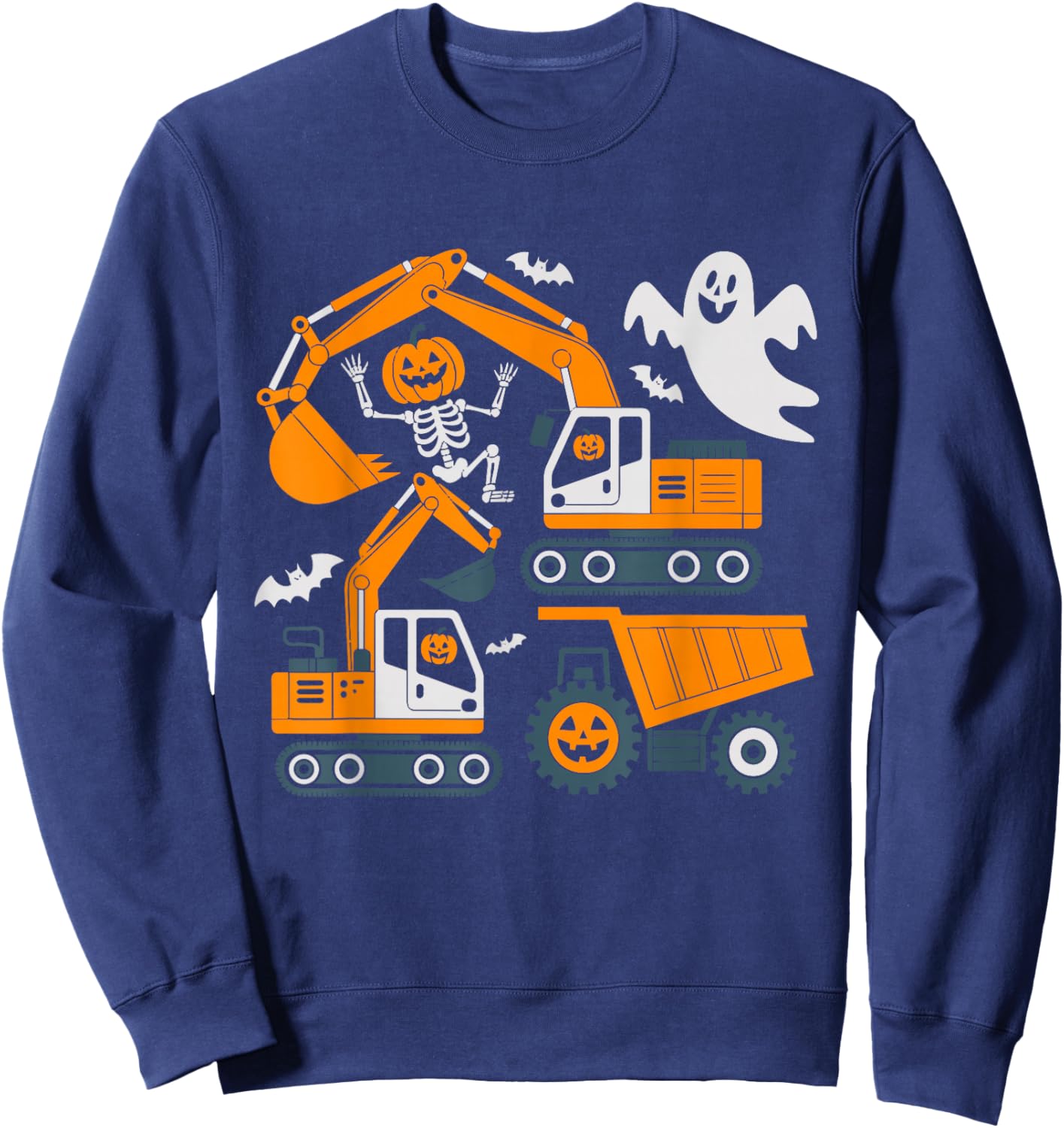 Construction Trucks Funny Spooky Halloween Costumes Toddler Sweatshirt - Sweatshirt | Navy
