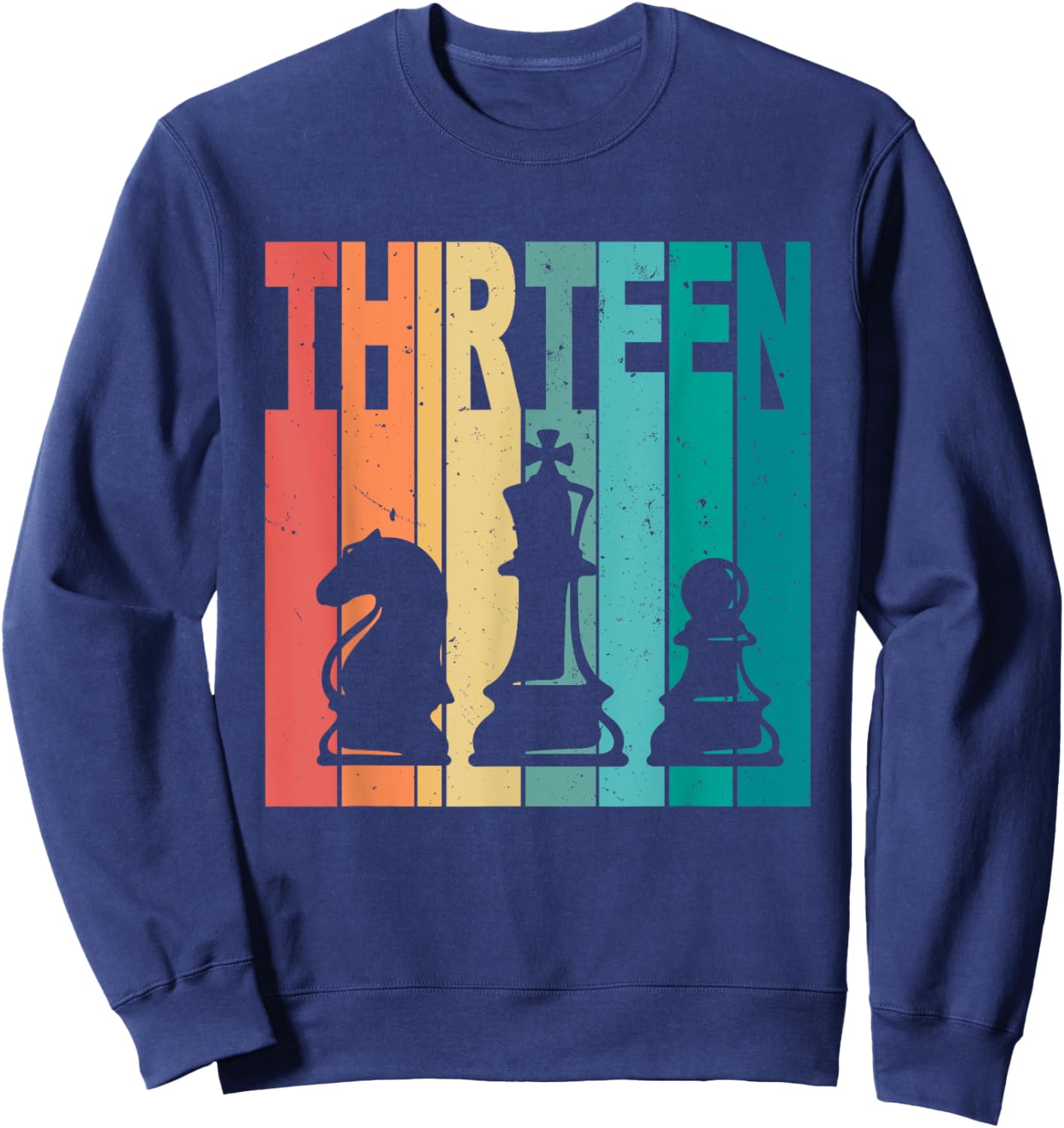 13th Birthday Chess Theme 13 Year Old Chess Player Birthday Sweatshirt - Sweatshirt | Navy