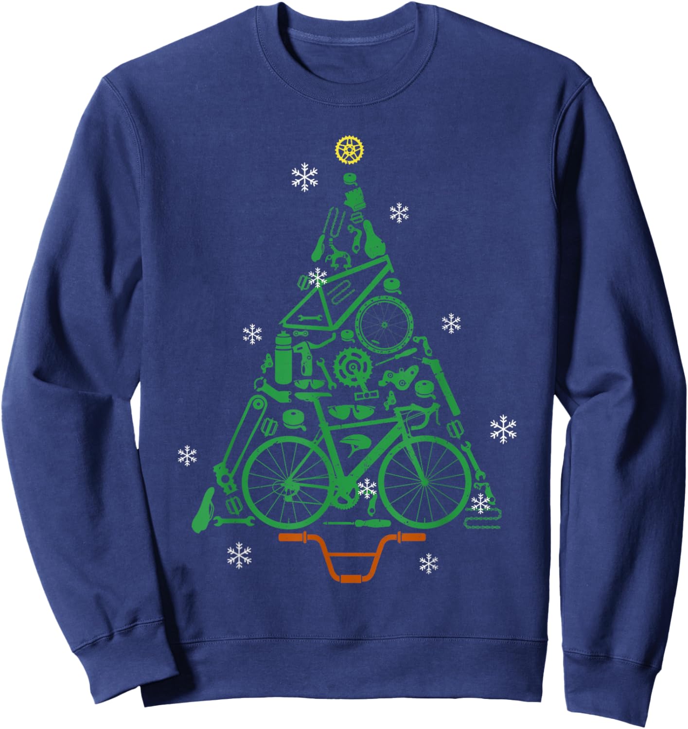 Road Bike Bicycle Funny Christmas Tree Cyclist Kids Adults Sweatshirt - Sweatshirt | Navy