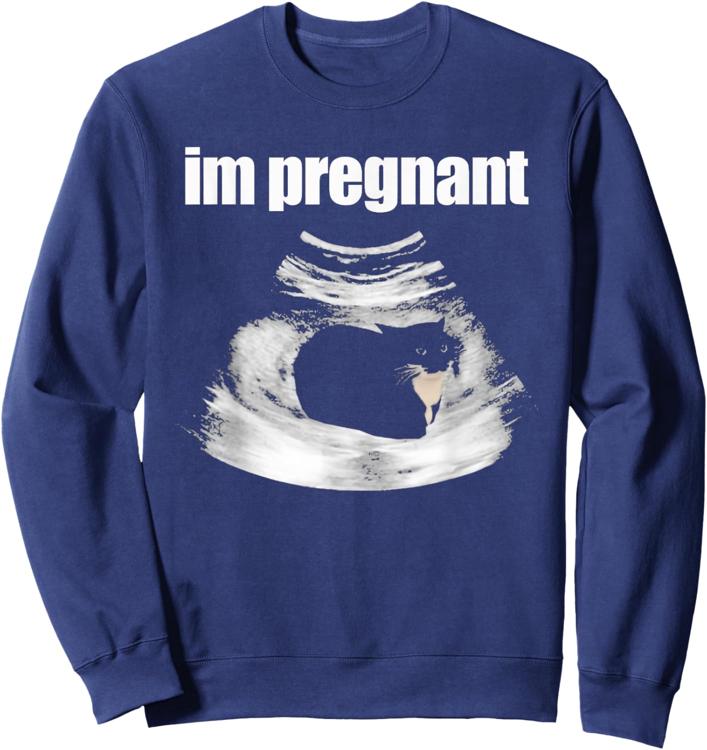 I’m Pregnant Cat Funny Cat Mom Pregnancy Black Kitten Women Sweatshirt - Sweatshirt | Navy