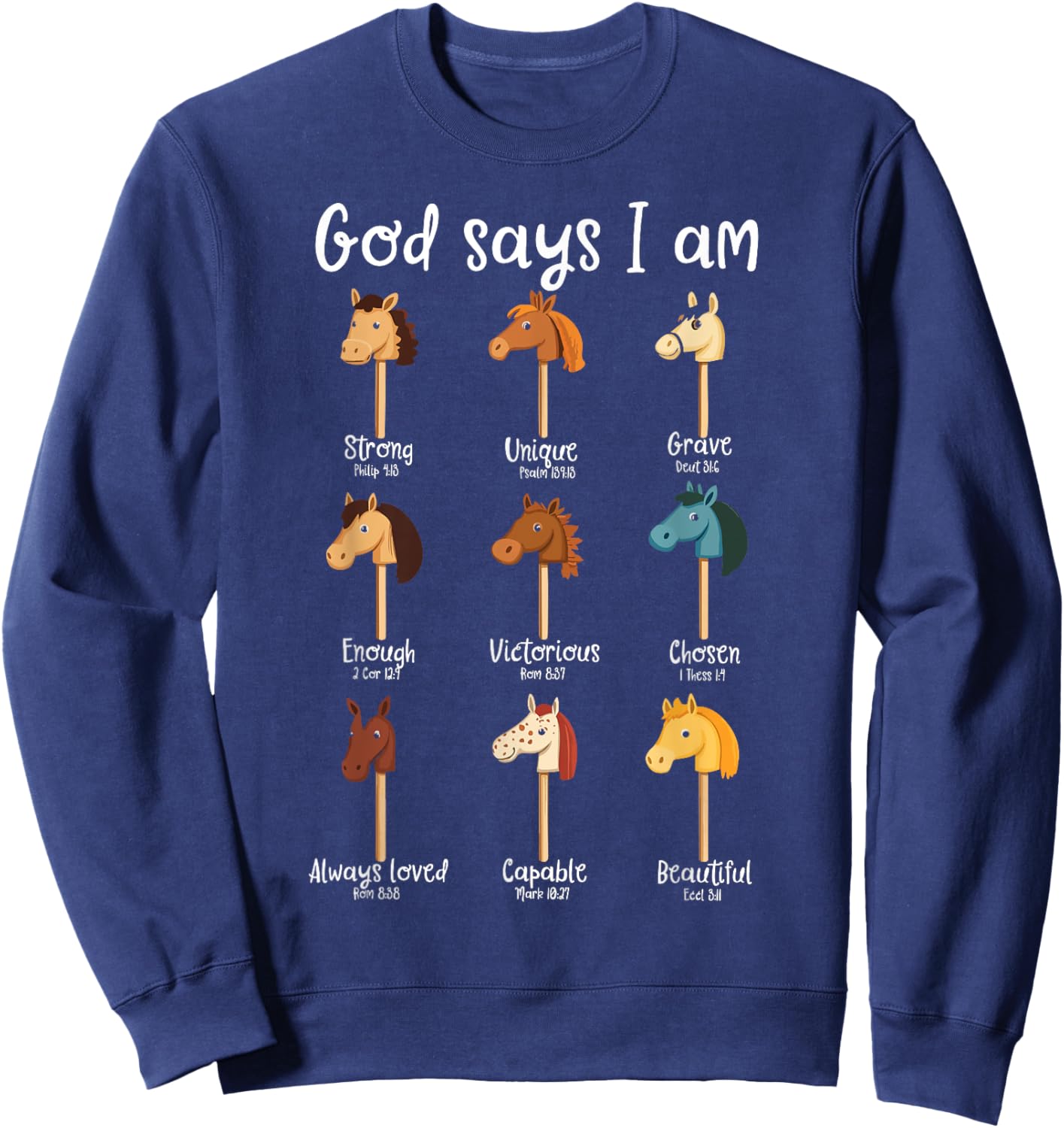 Funny Hobby Horsing Cute Hobby Horse for Girls God Saying Sweatshirt - Sweatshirt | Navy