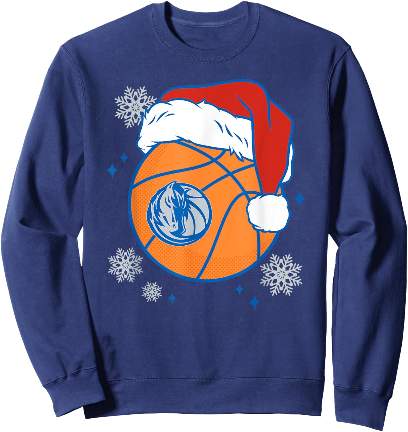 NBA Dallas Mavericks Christmas Santa Hat Ball Sweatshirt - Sweatshirt | Navy