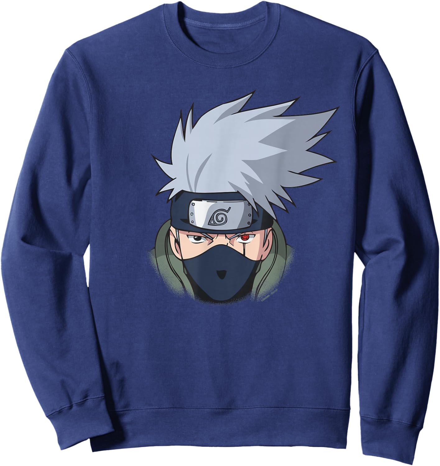 Naruto Shippuden Kakashi Oversized Portrait Anime Sweatshirt - Sweatshirt | Navy