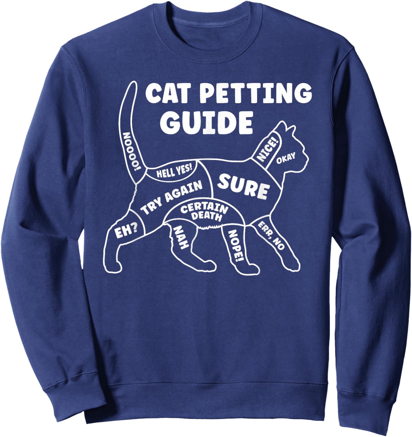 Funny Cat Petting Guide for Pet Owners & Kitty Lovers Sweatshirt - Sweatshirt | Navy
