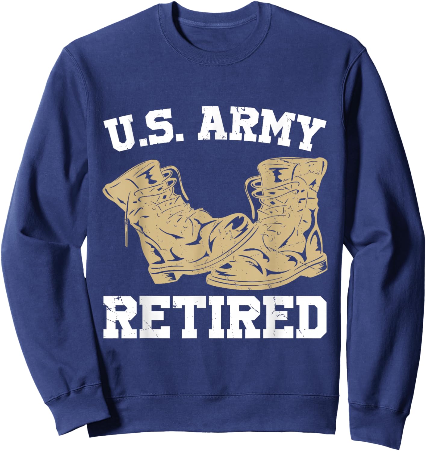 US Army Retired Distressed With Logo Retirement Sweatshirt - Sweatshirt | Navy
