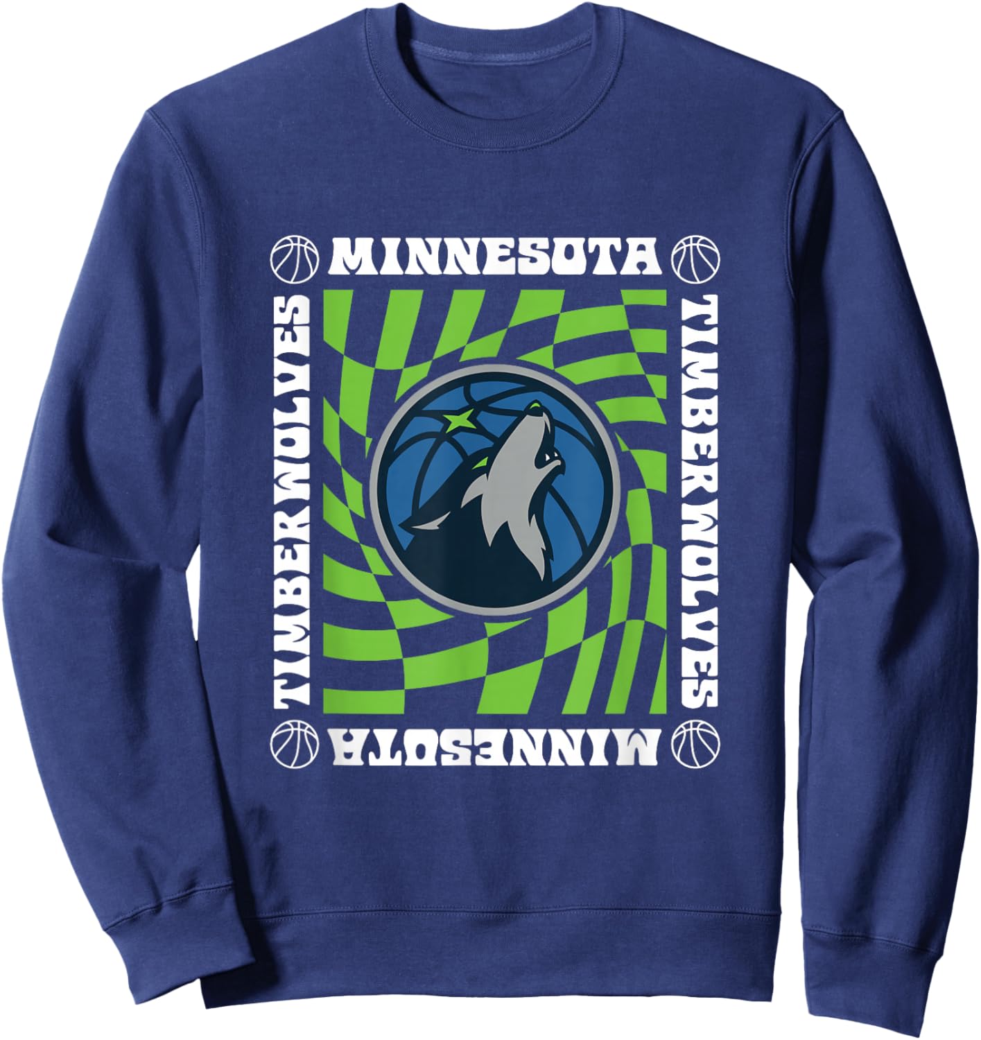 NBA Minnesota Timberwolves Retro Checkerboard Wave Sweatshirt - Sweatshirt | Navy