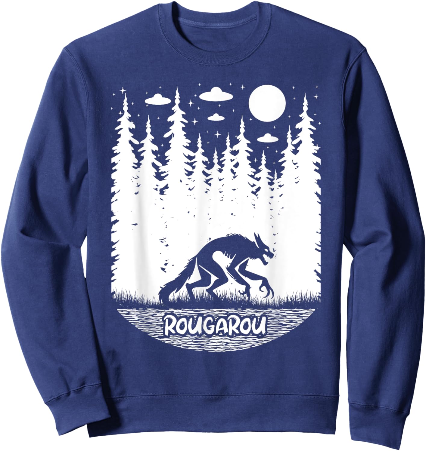 Funny Cryptid Rougarou Ufos Folklore Creature Cryptozoology Sweatshirt - Sweatshirt | Navy